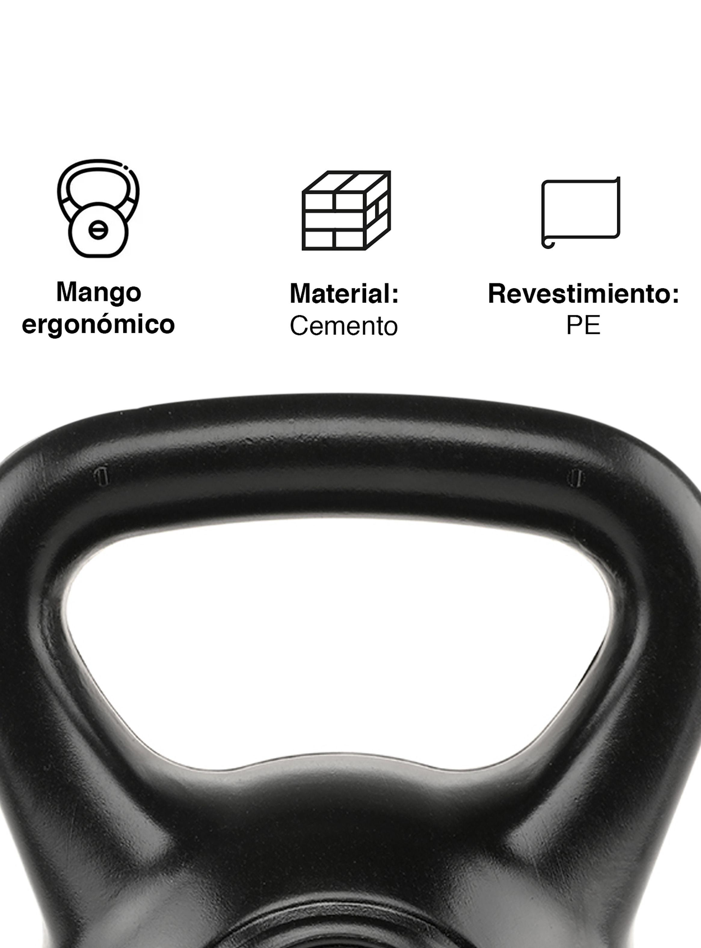 Kettlebell Mancuerna Pesa Rusa Cemento 16 Kg Negro-4