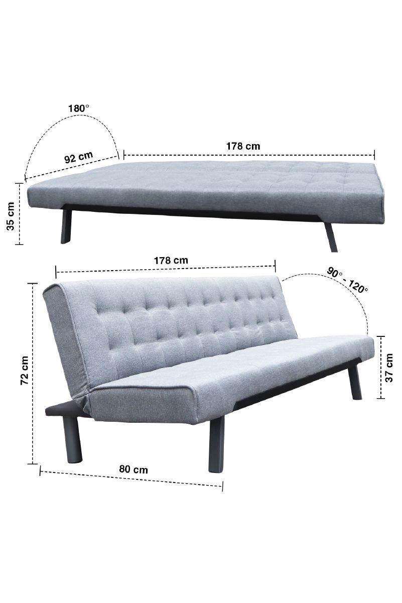 Futón Parker 3 Cuerpos Gris Claro-2