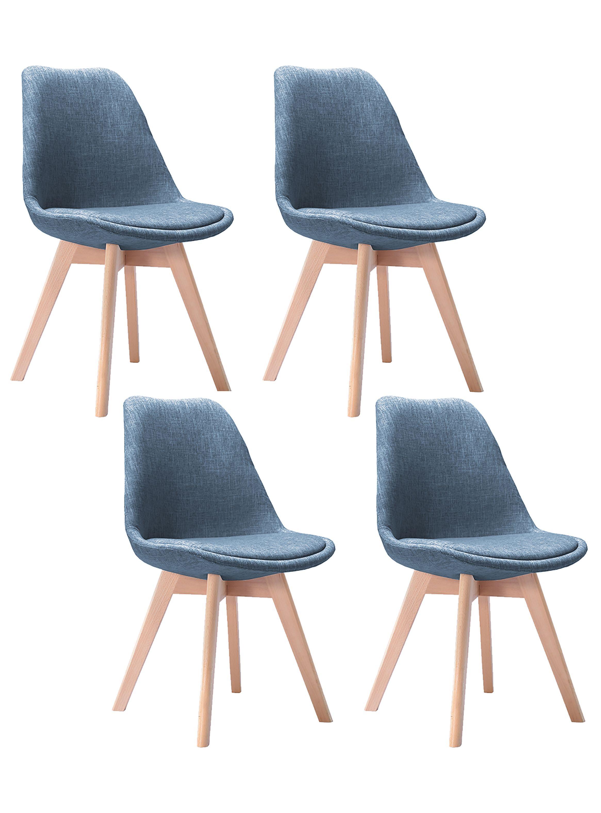 Pack 4 Silla Comedor Tulip Tela Cojín Gris-0