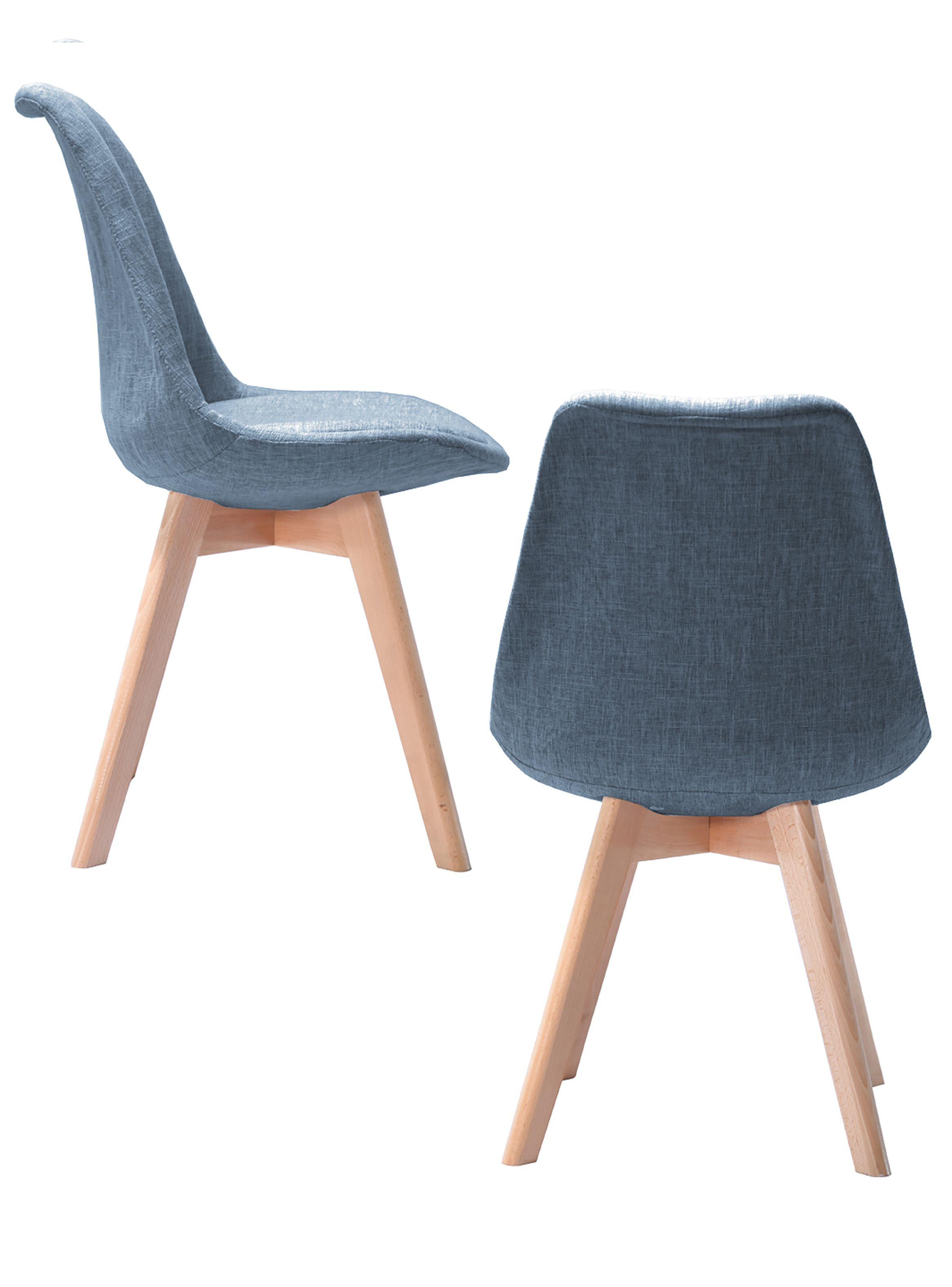 Pack 4 Silla Comedor Tulip Tela Cojín Gris-3
