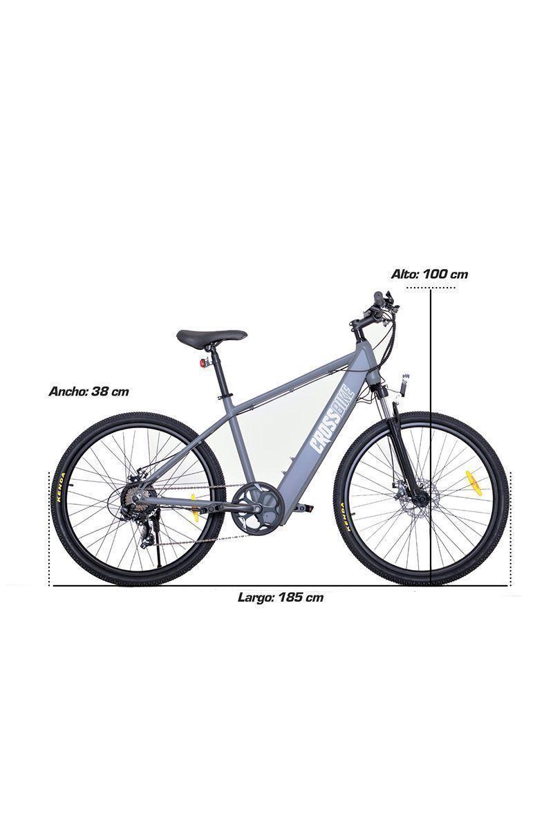 Bicicleta Eléctrica Aro 27.5" Luces LED Gris-2