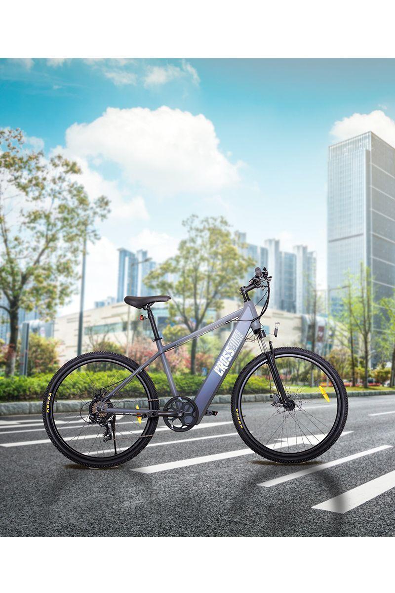 Bicicleta Eléctrica Aro 27.5" Luces LED Gris-1
