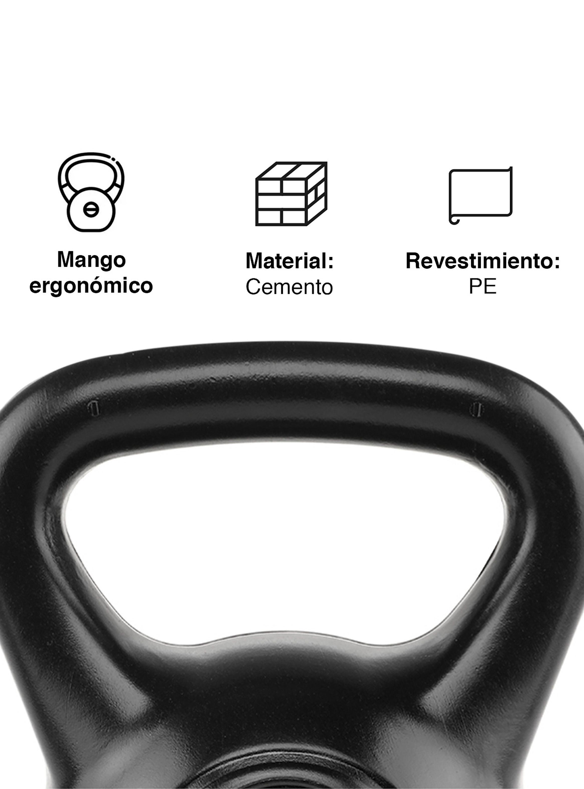 Kettlebell Mancuerna Pesa Rusa Cemento 6 Kg Negro-4