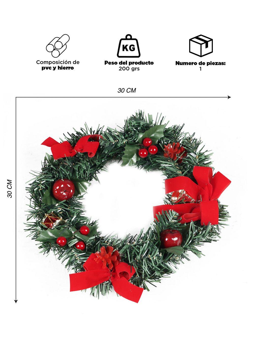 Corona Navidad 30 cm Rojo-2