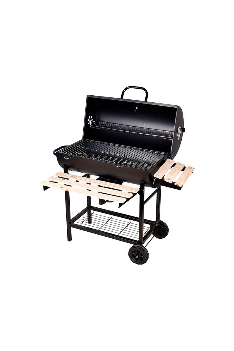 Parrilla A Carbón Con Tapa Y Ruedas Deluxe Negro-0