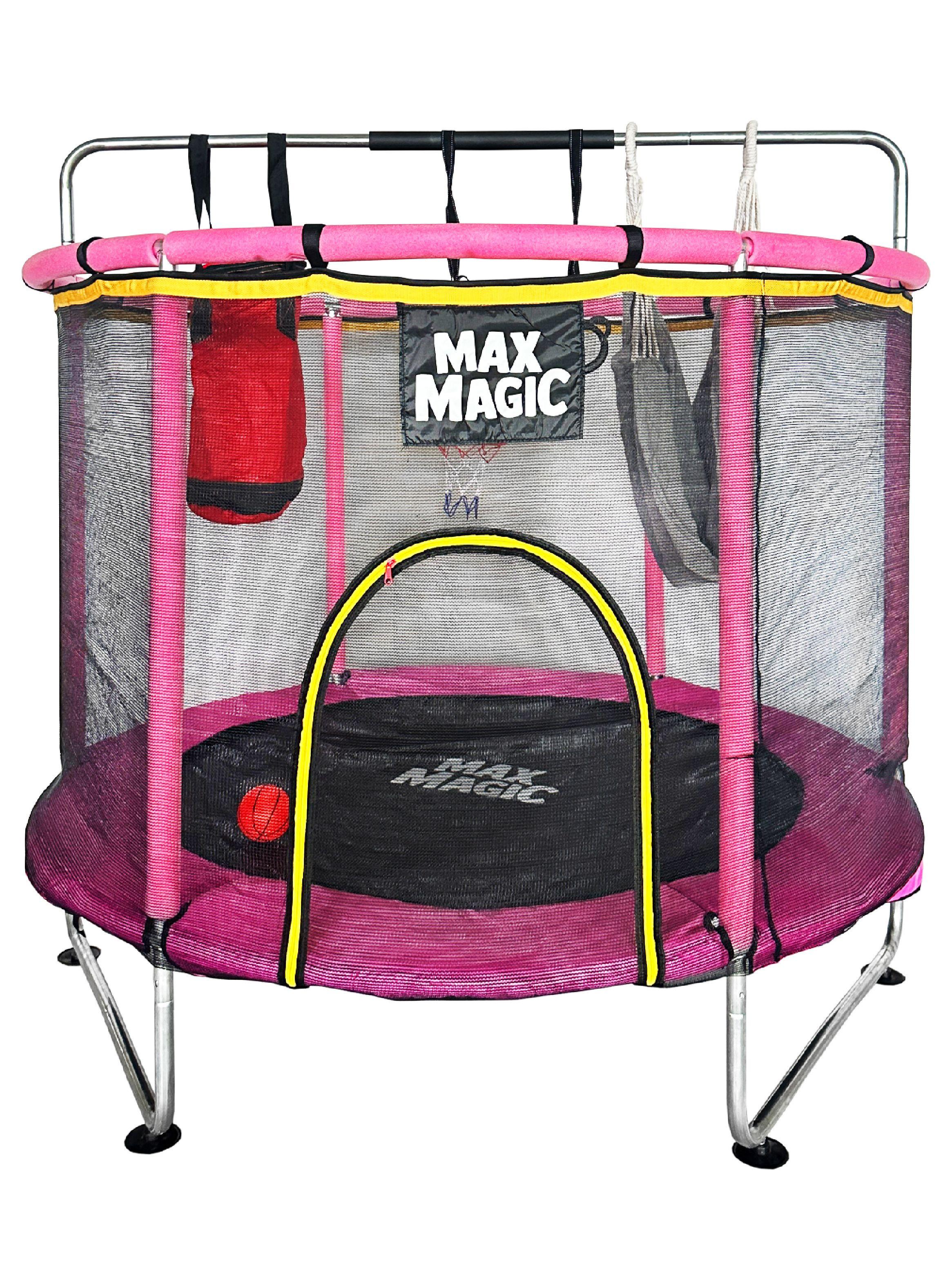 Cama Elástica Infantil Max Magic Rosada con Accesorios 140cm-0