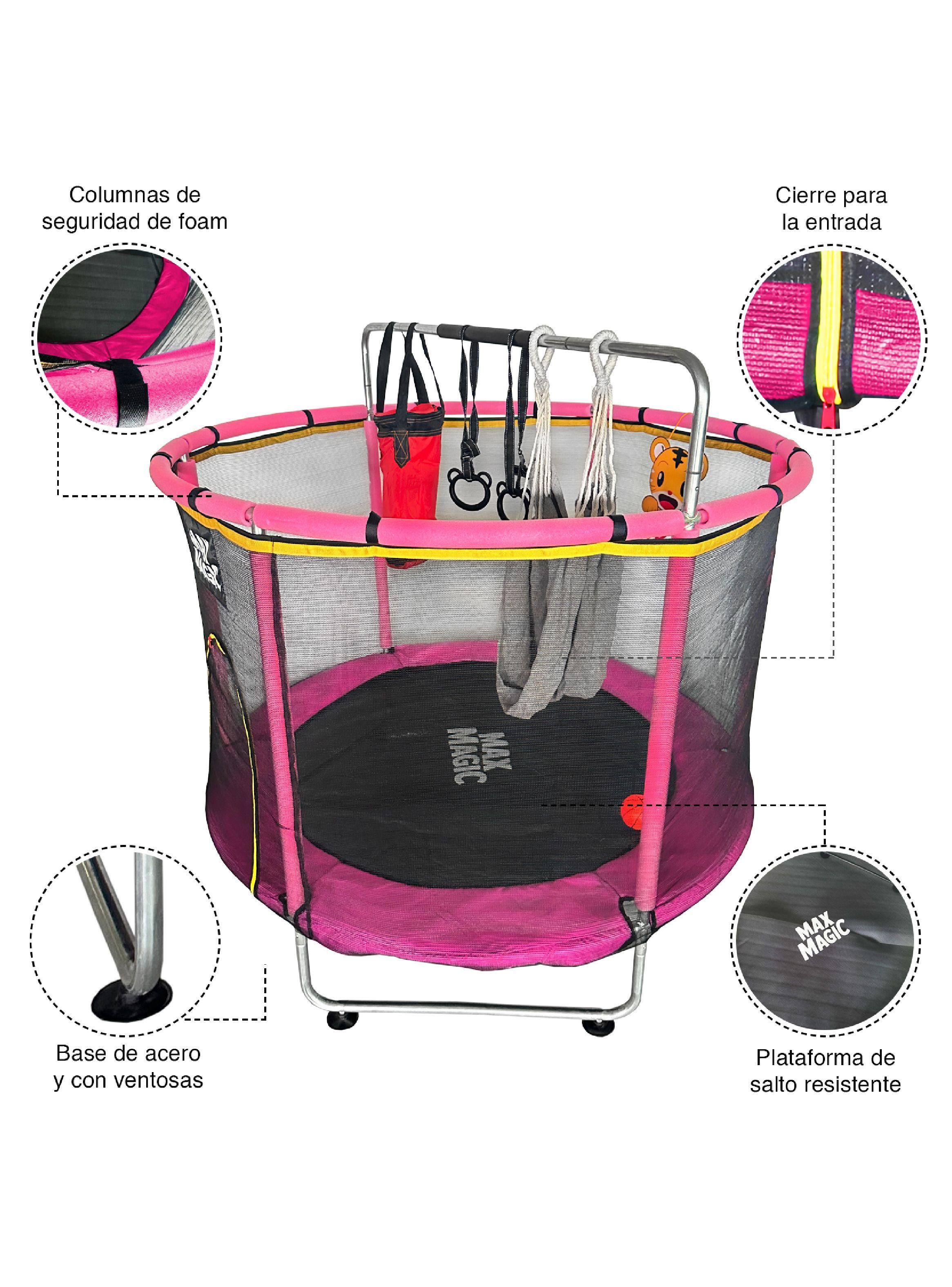 Cama Elástica Infantil Max Magic Rosada con Accesorios 140cm-3