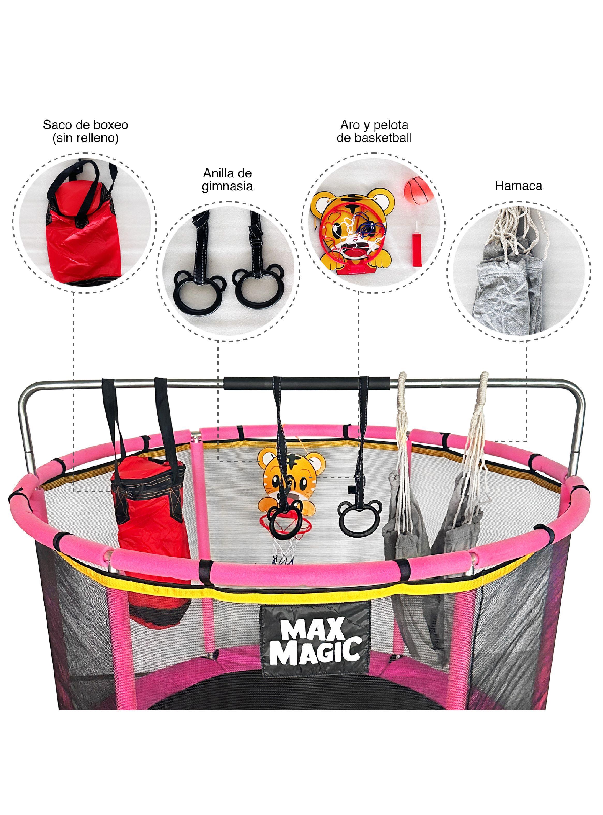 Cama Elástica Infantil Max Magic Rosada con Accesorios 140cm-4