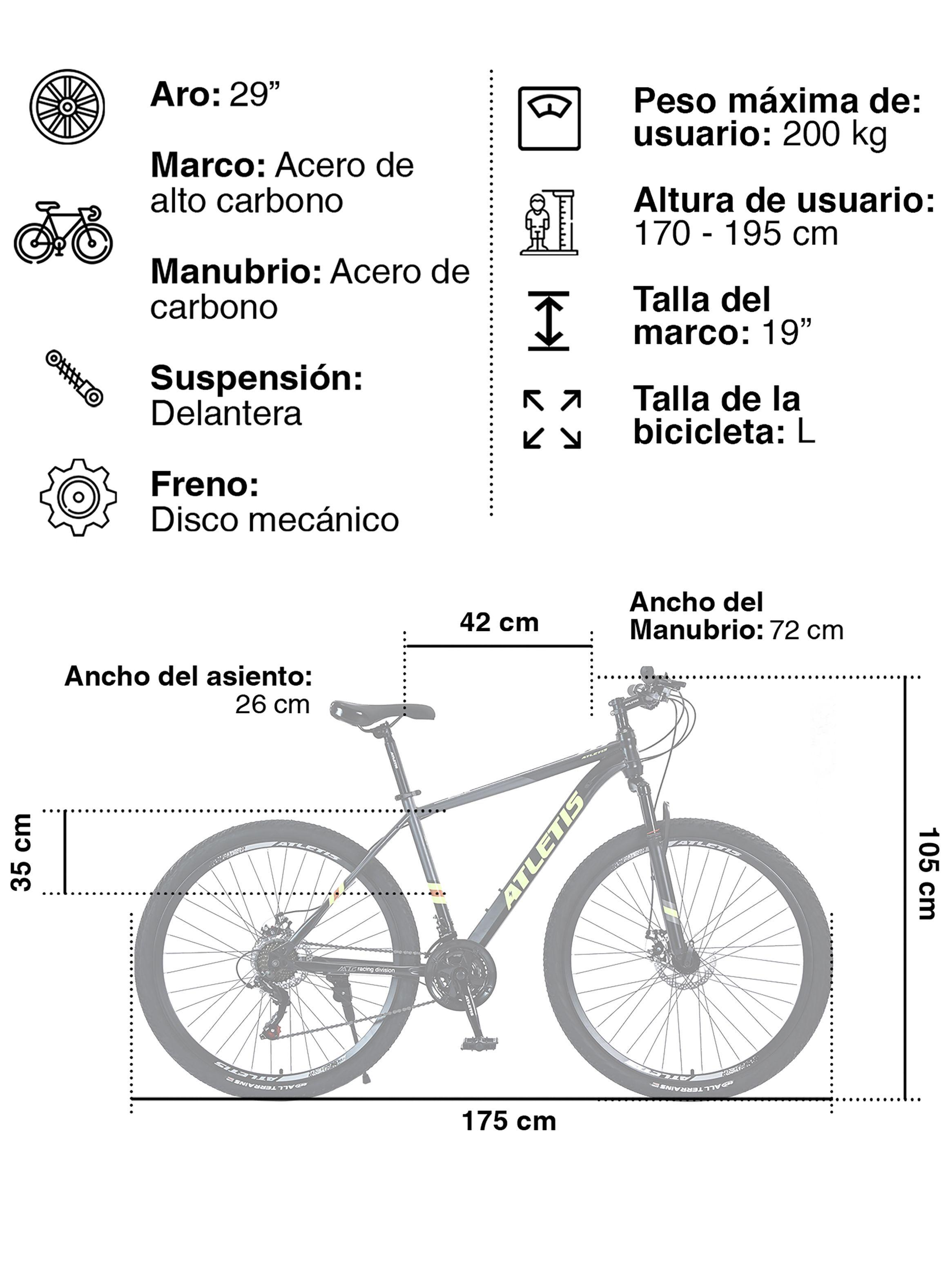 Bicicleta Mountain Bike Striker Aro 29 - 21Vel Hombre Negro-2