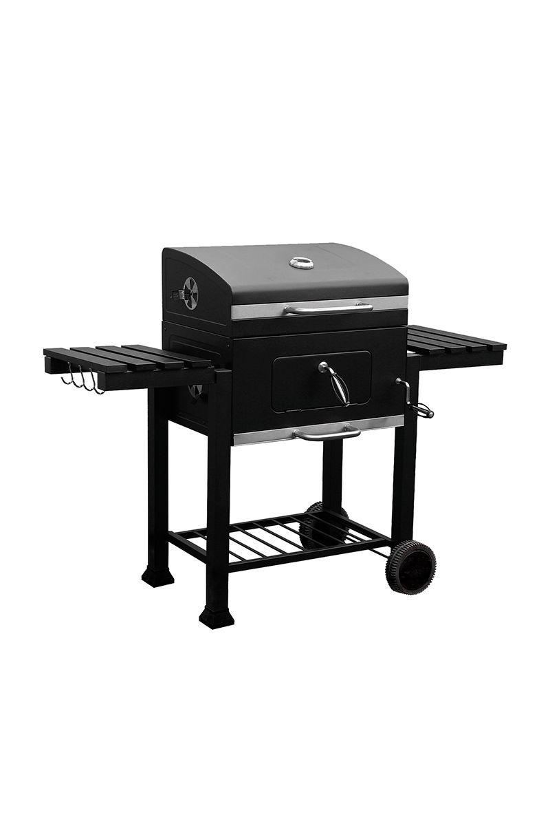 Parrilla A Carbón Con Tapa Y Ruedas Premium Negro-0