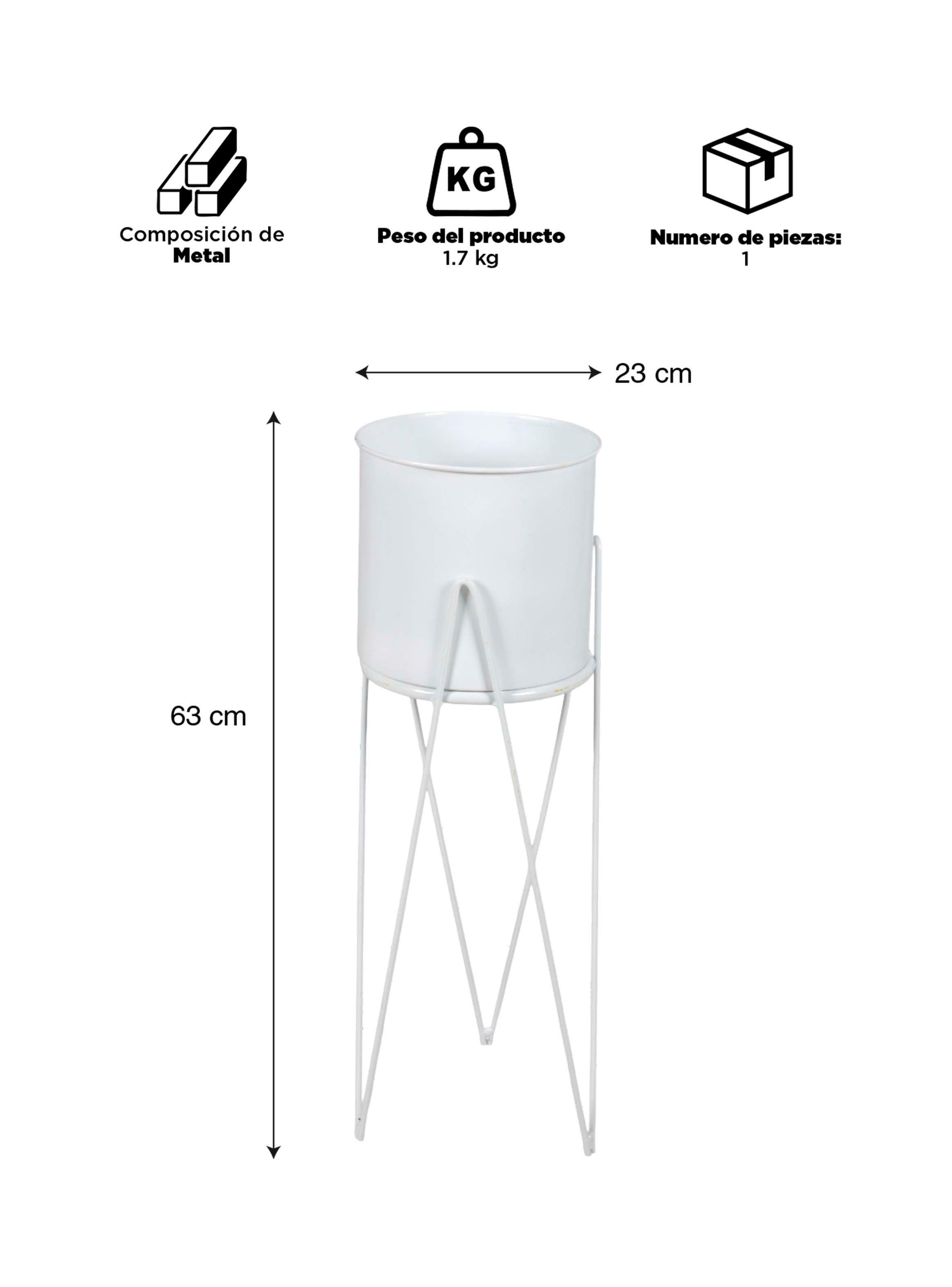 Porta Macetero Pedestal Decorativo Blanco 63 cm-2