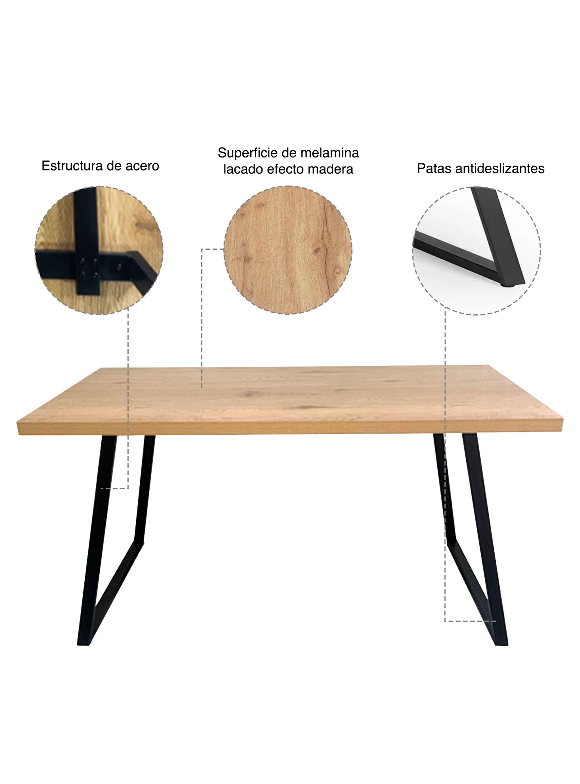 Mesa de comedor 75x80x150 Metal Madera-4