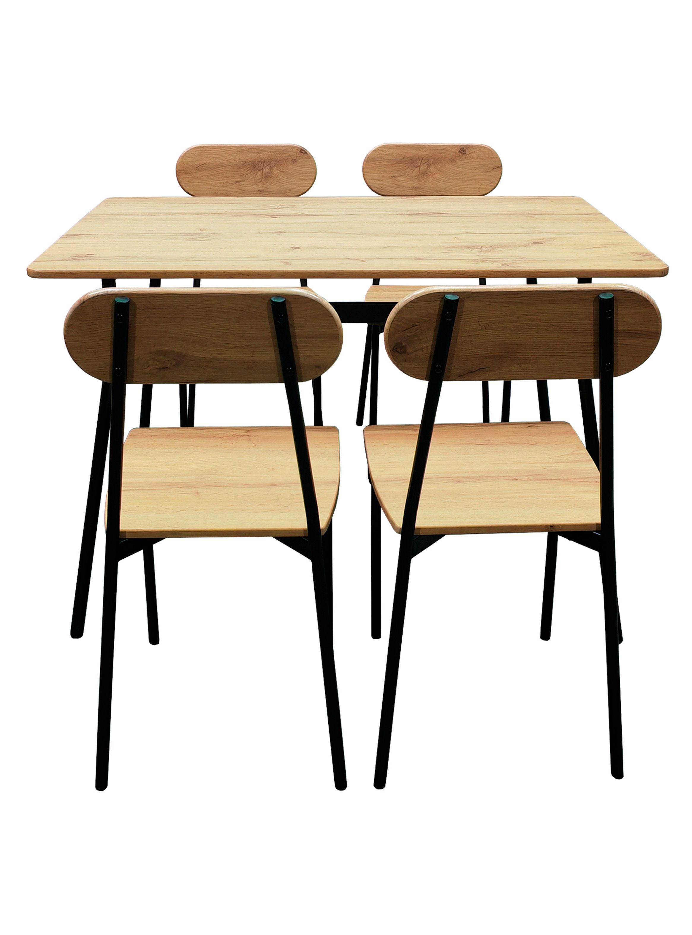 Comedor Rustik Mesa 70x75x110 4 Sillas Metal Madera-3