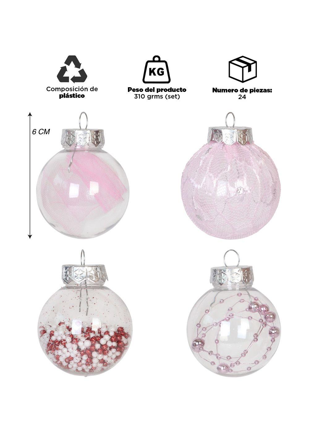Set 24 Esferas Navidad Rosado-2