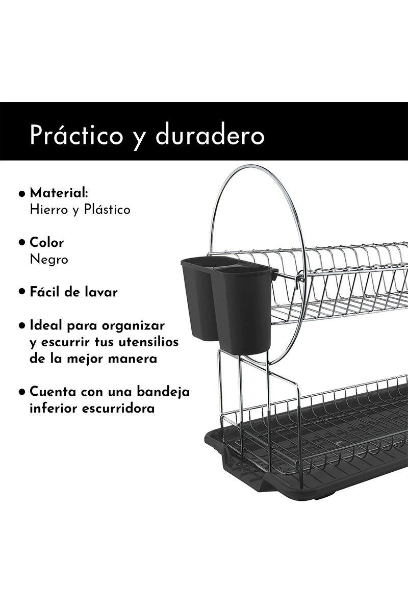 Secaplatos Dos Pisos Acero Inoxidable Negro-3