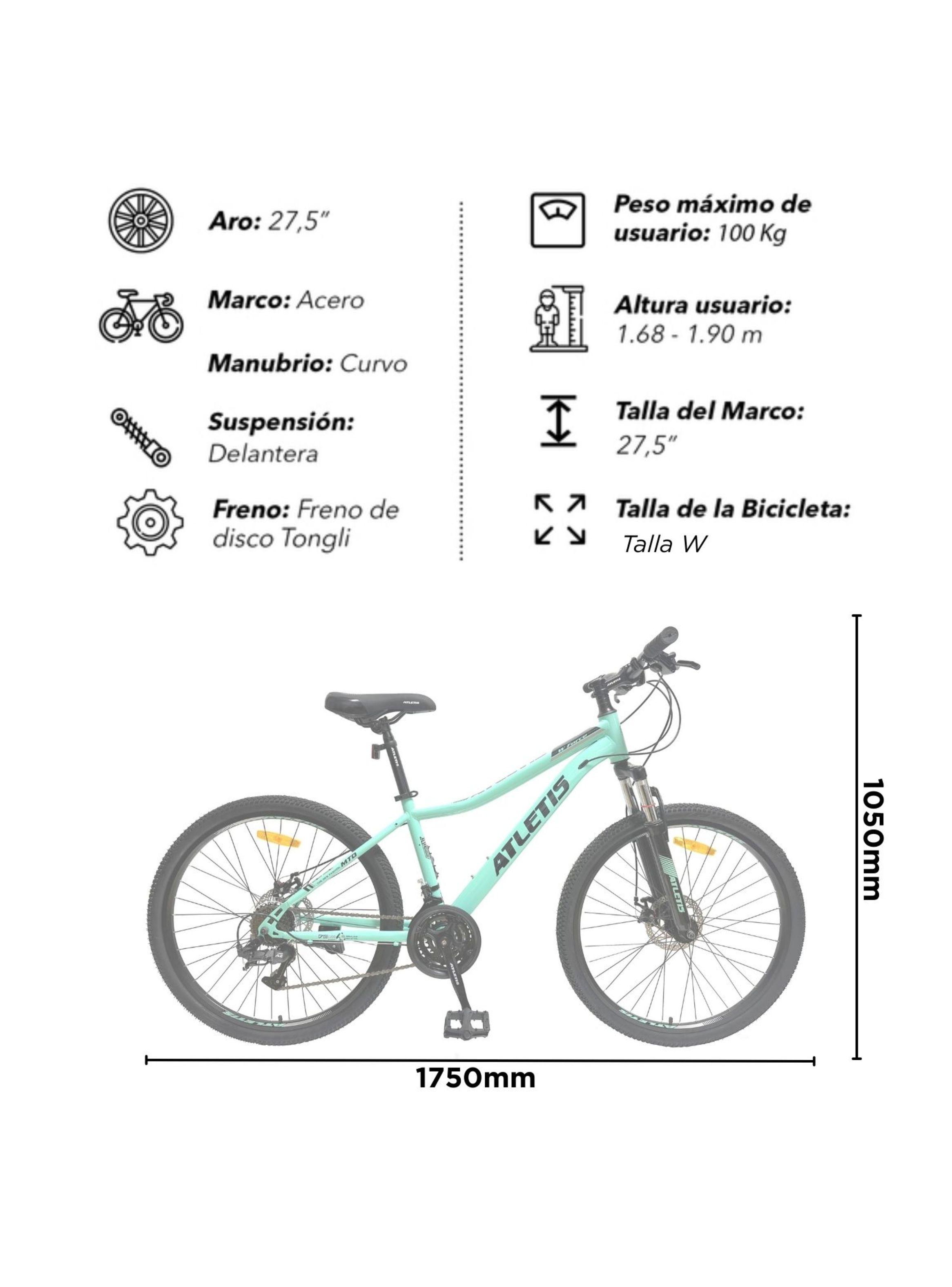 Bicicleta Mountain Bike W Force Turquesa Aro 27.5 Atletis-2