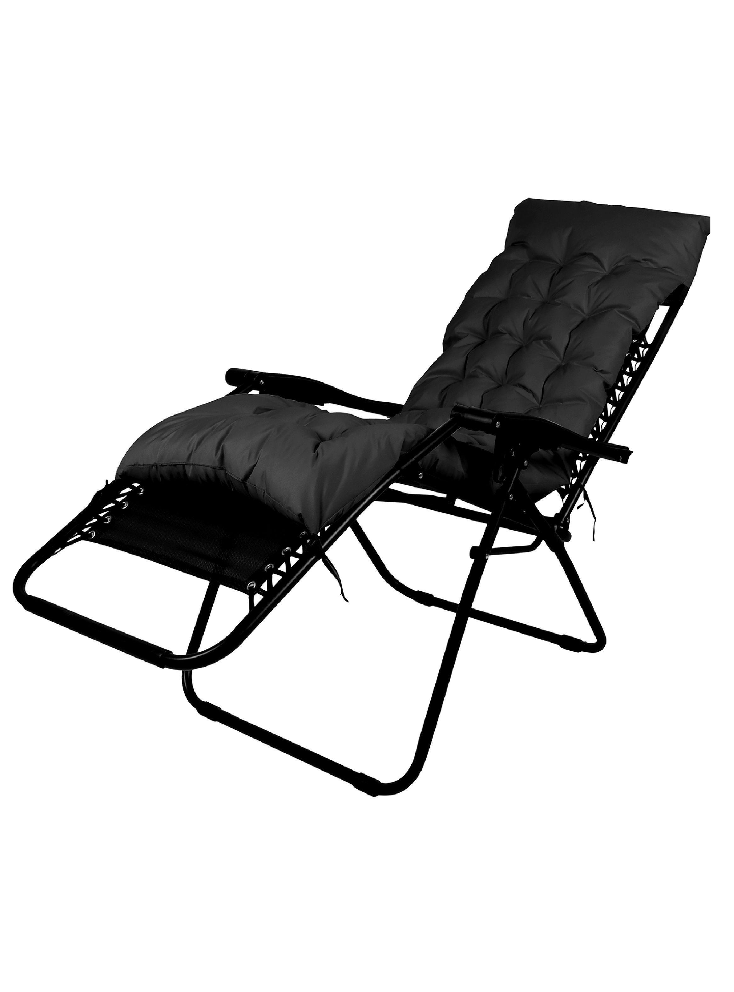 Reposera Plegable con Acolchado Negro-0