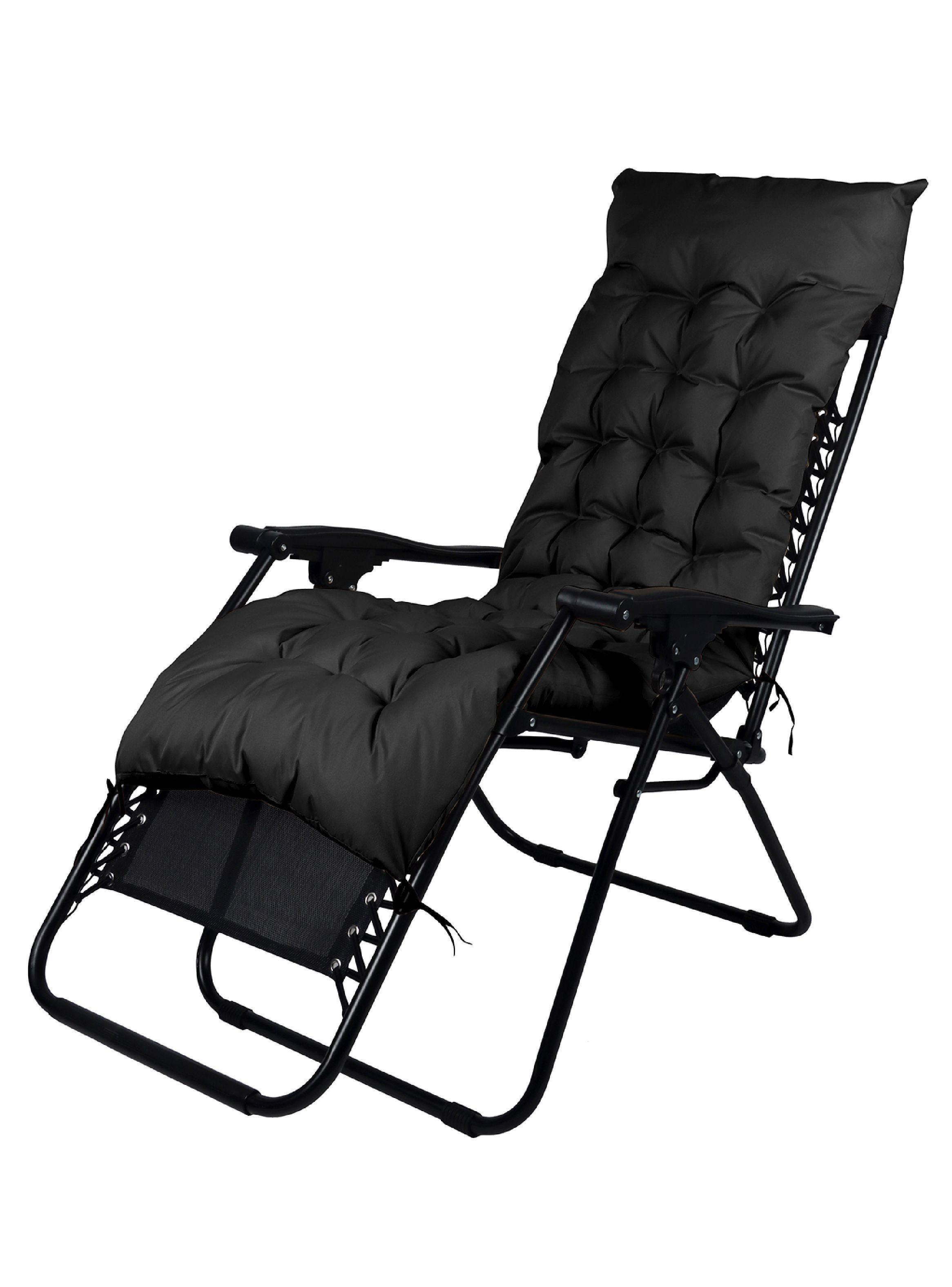 Reposera Plegable con Acolchado Negro-2