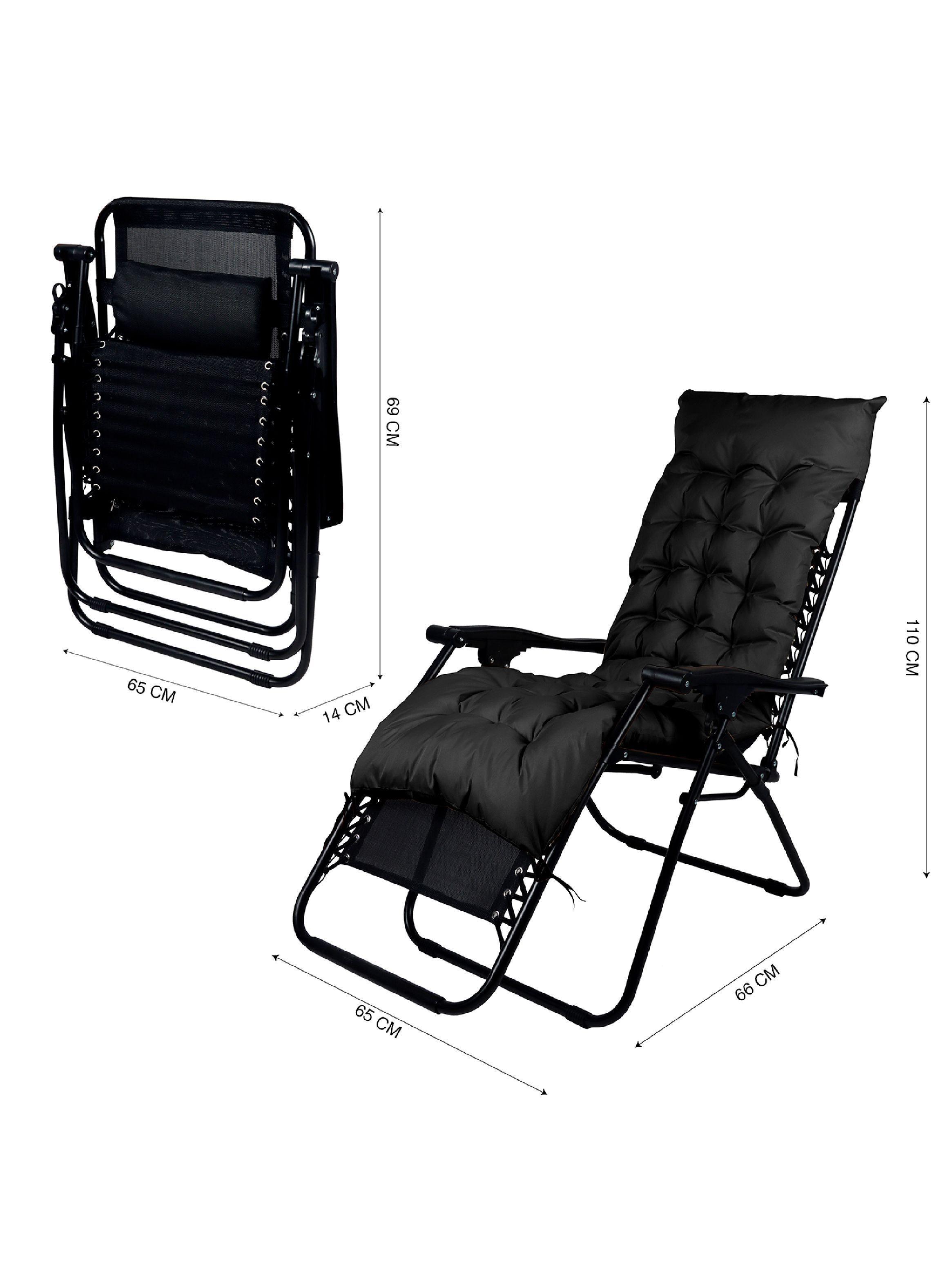 Reposera Plegable con Acolchado Negro-3