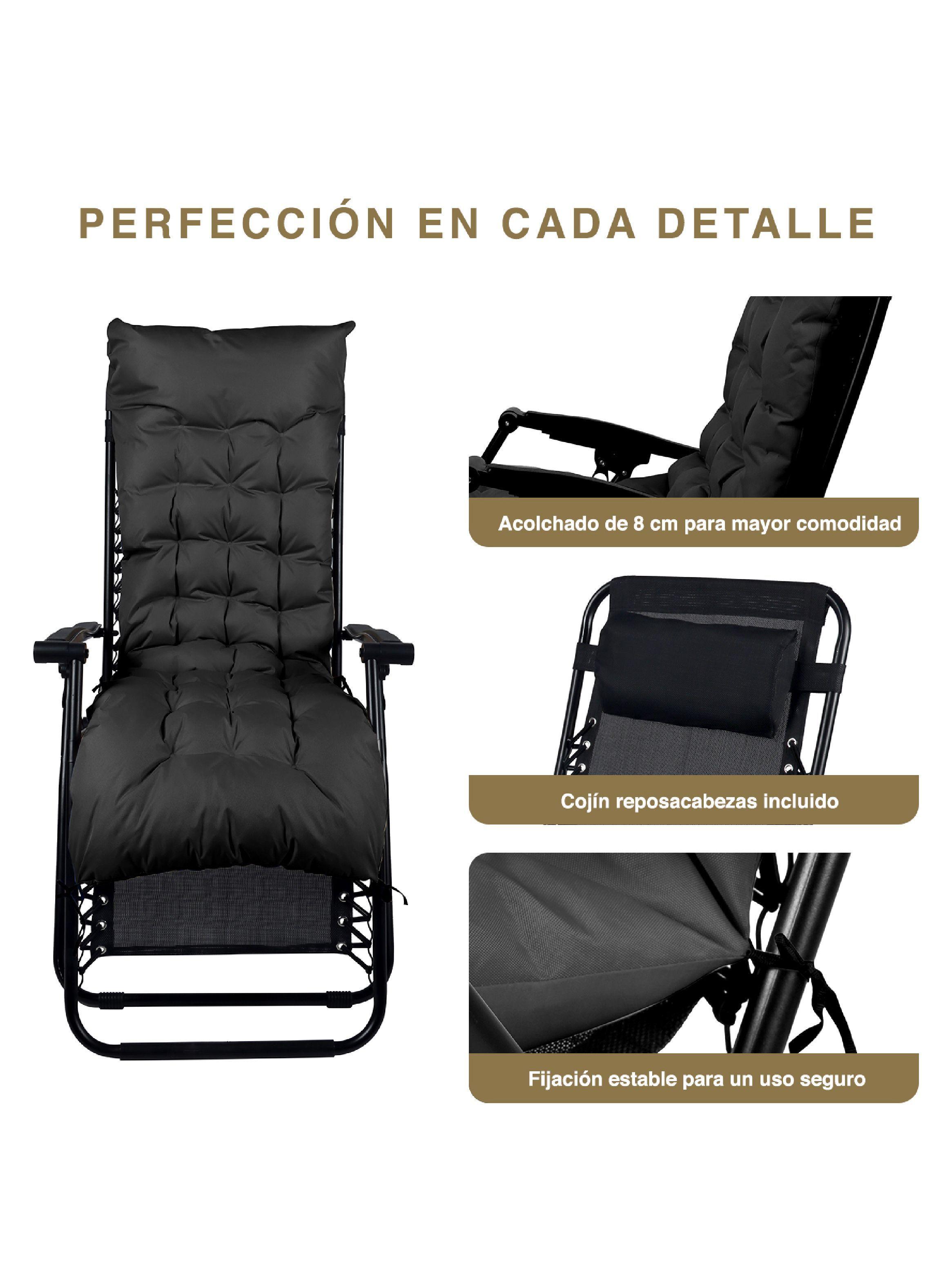 Reposera Plegable con Acolchado Negro-4