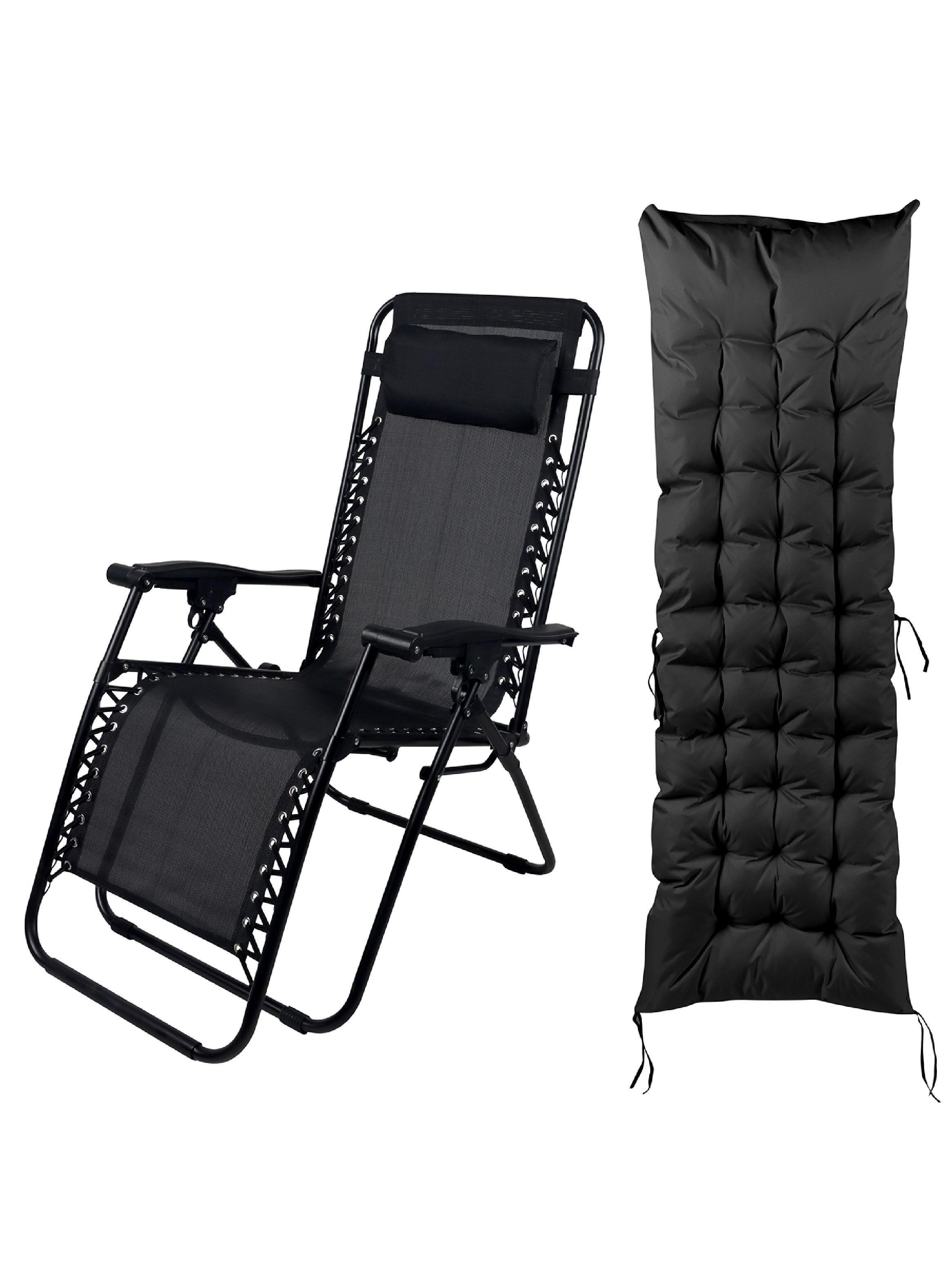 Reposera Plegable con Acolchado Negro-6