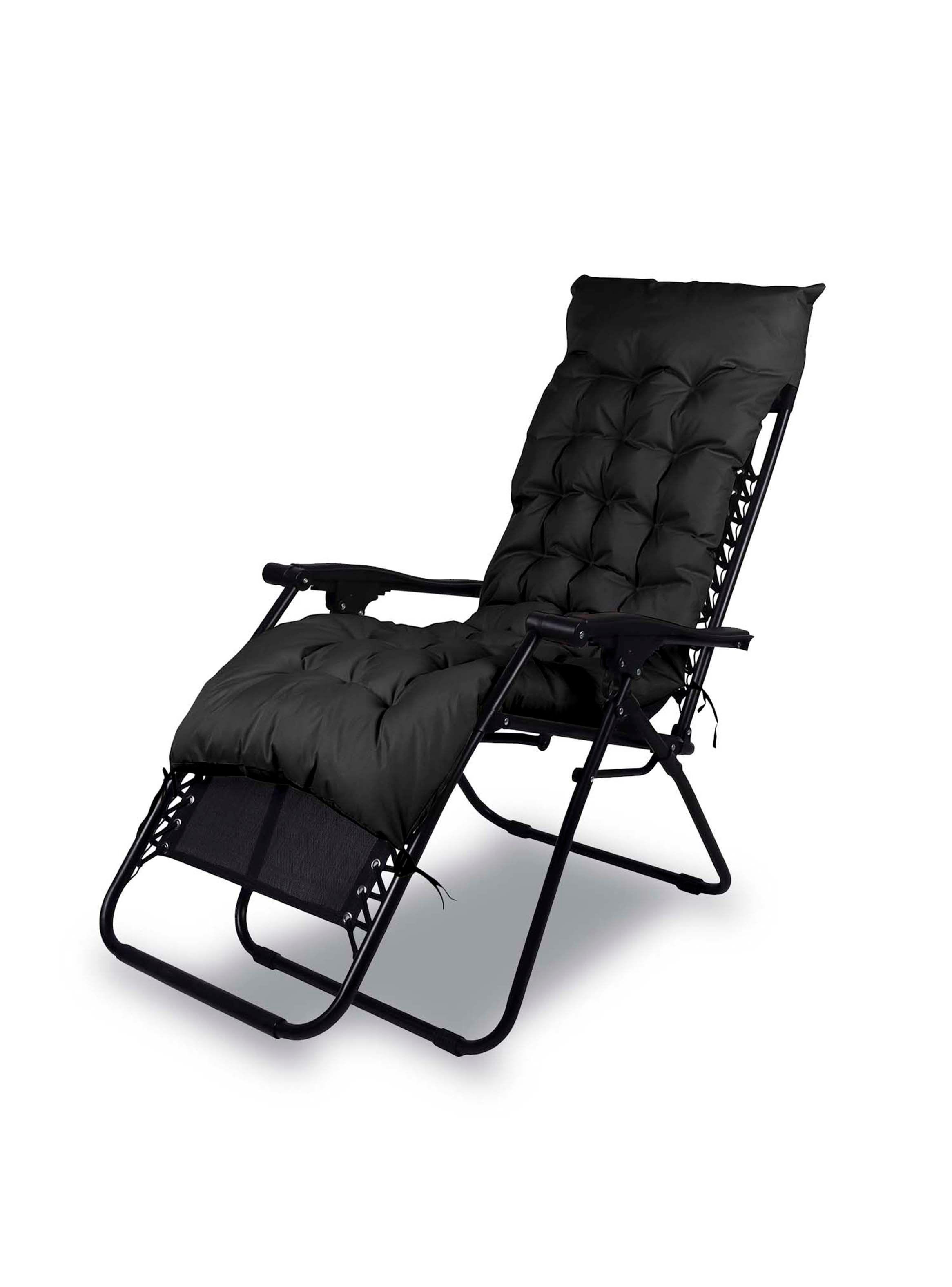 Reposera Plegable con Acolchado Negro-0