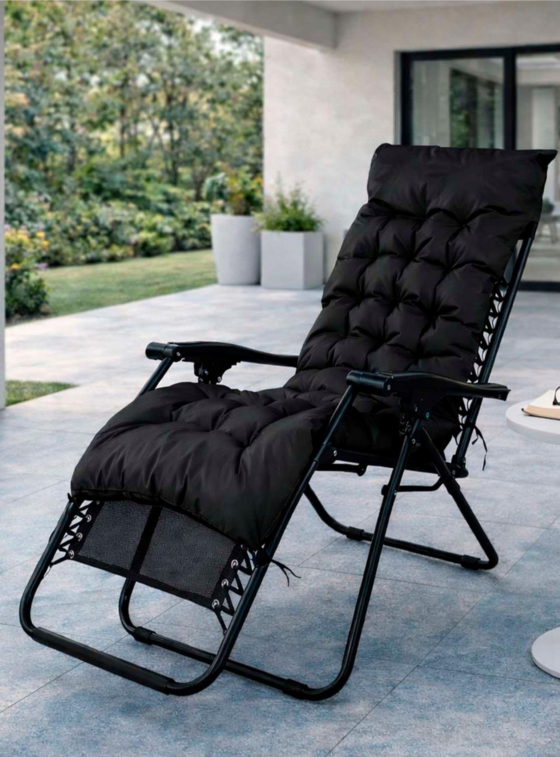 Reposera Plegable con Acolchado Negro-1