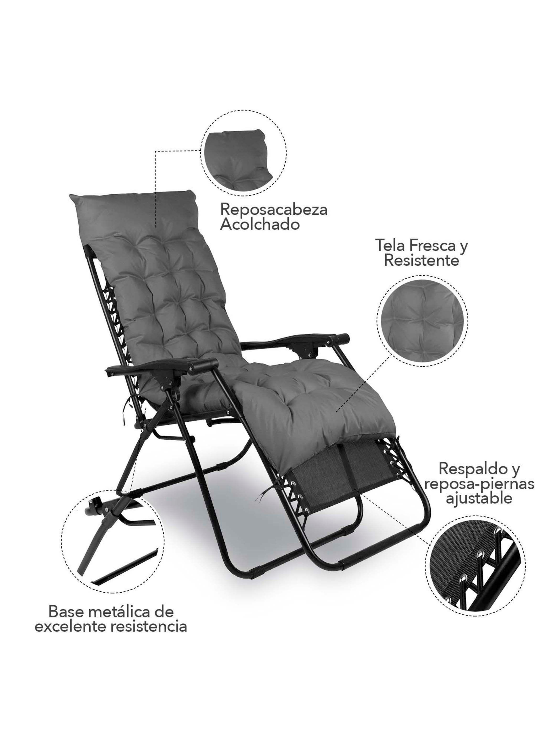 Reposera Plegable con Acolchado Negro-3