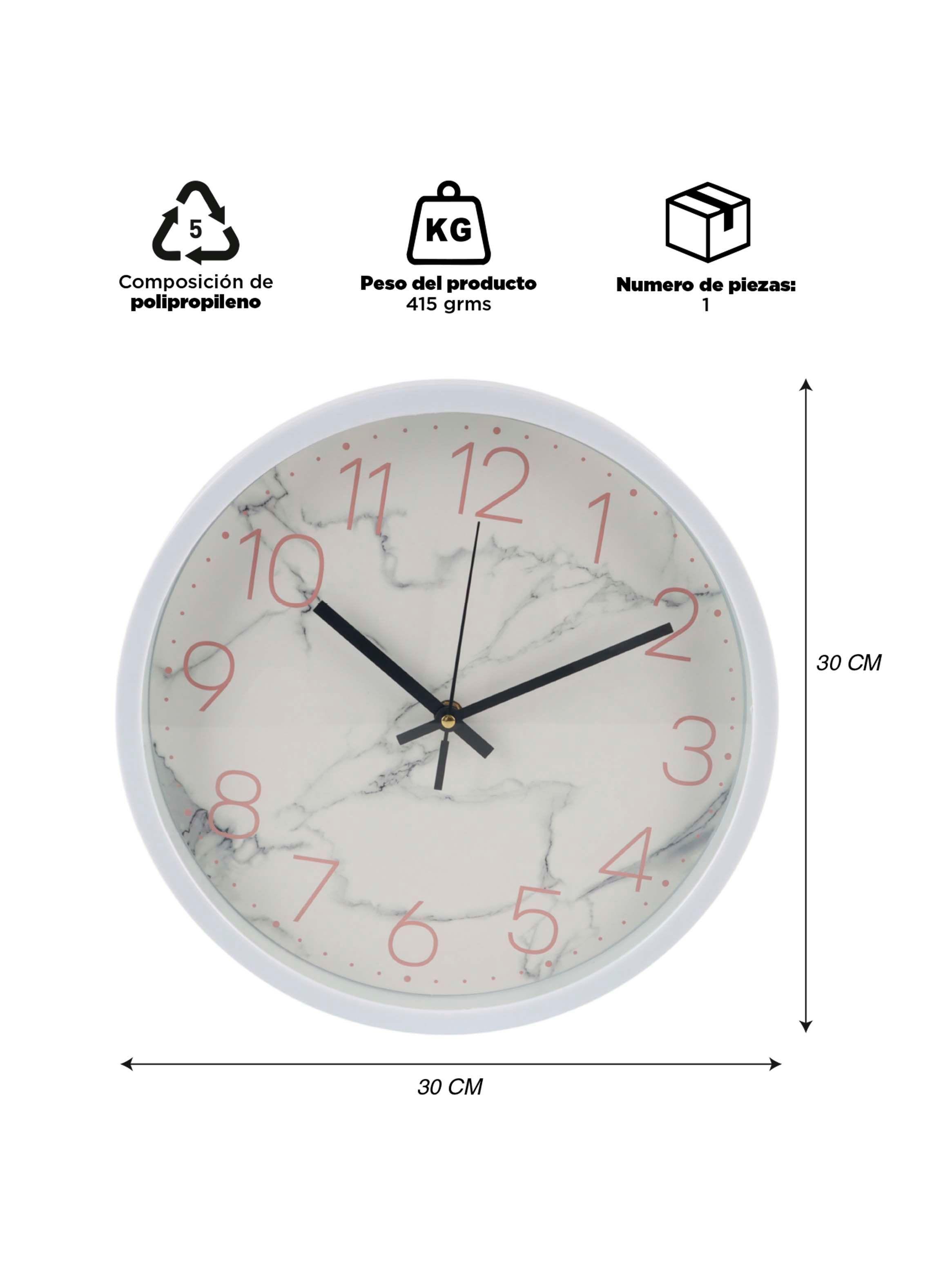 Reloj Decorativo Pared Clásico Blanco 30 cm-2
