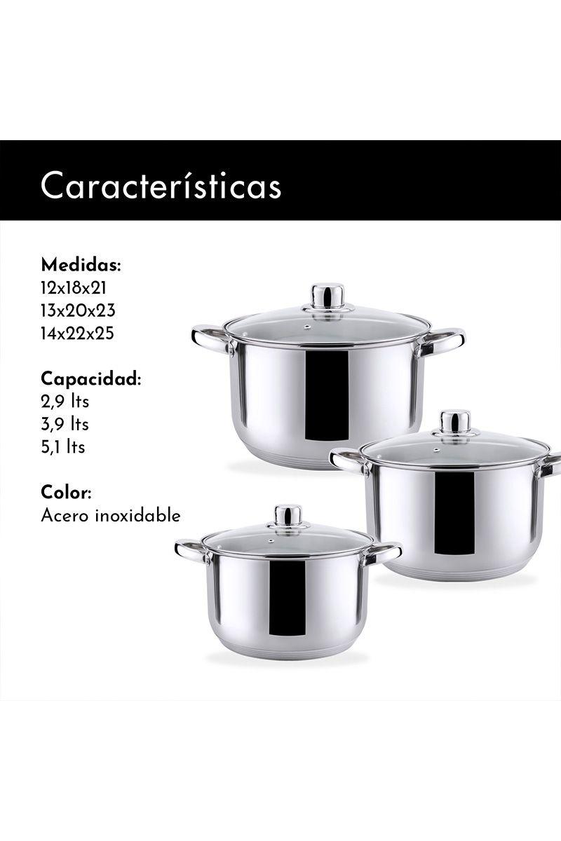 Baterías 6 Piezas Acero Inoxidable Dresden Gris-2