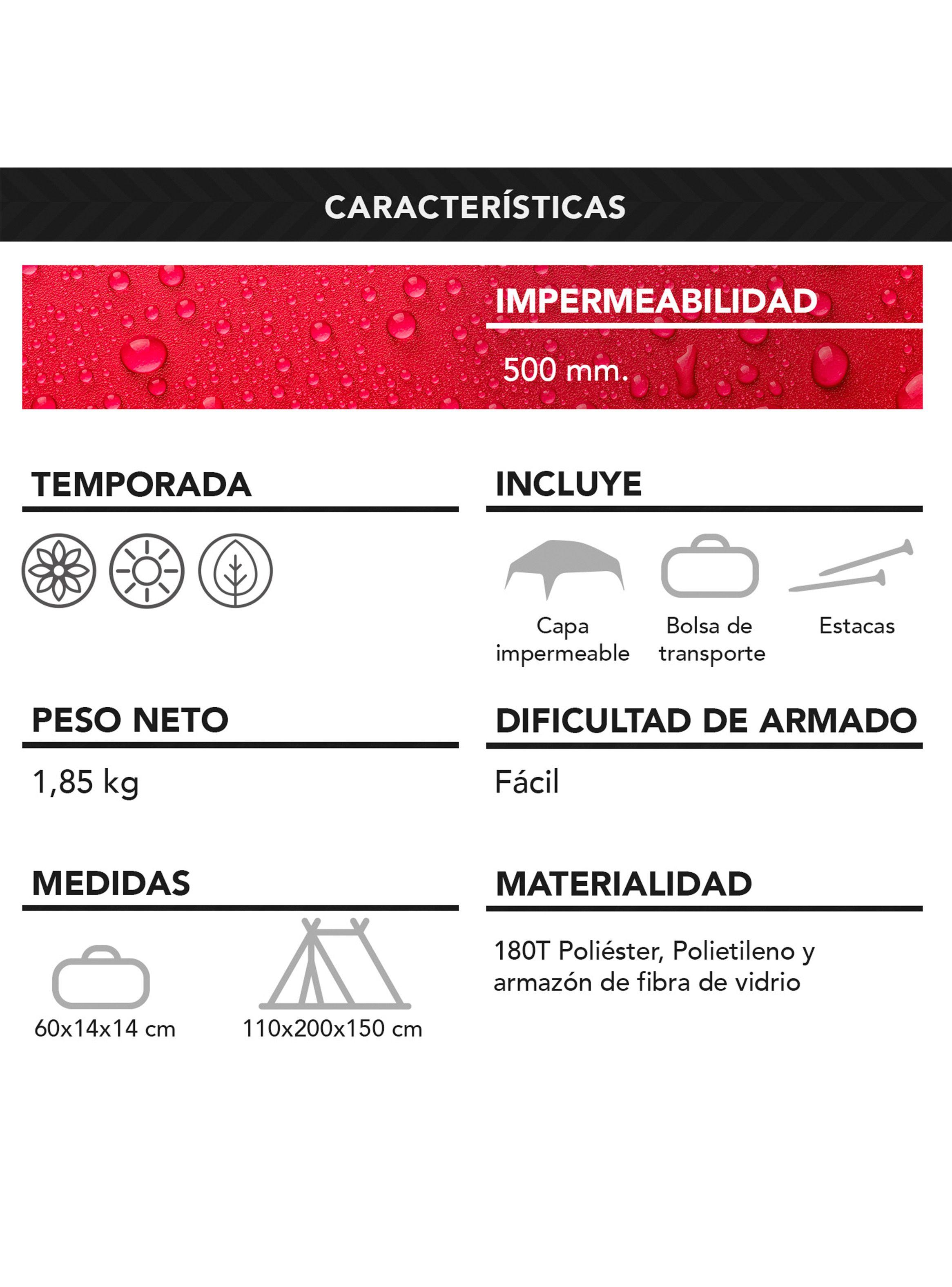 Carpa 2 Personas Camping Outdoor Burdeo-7