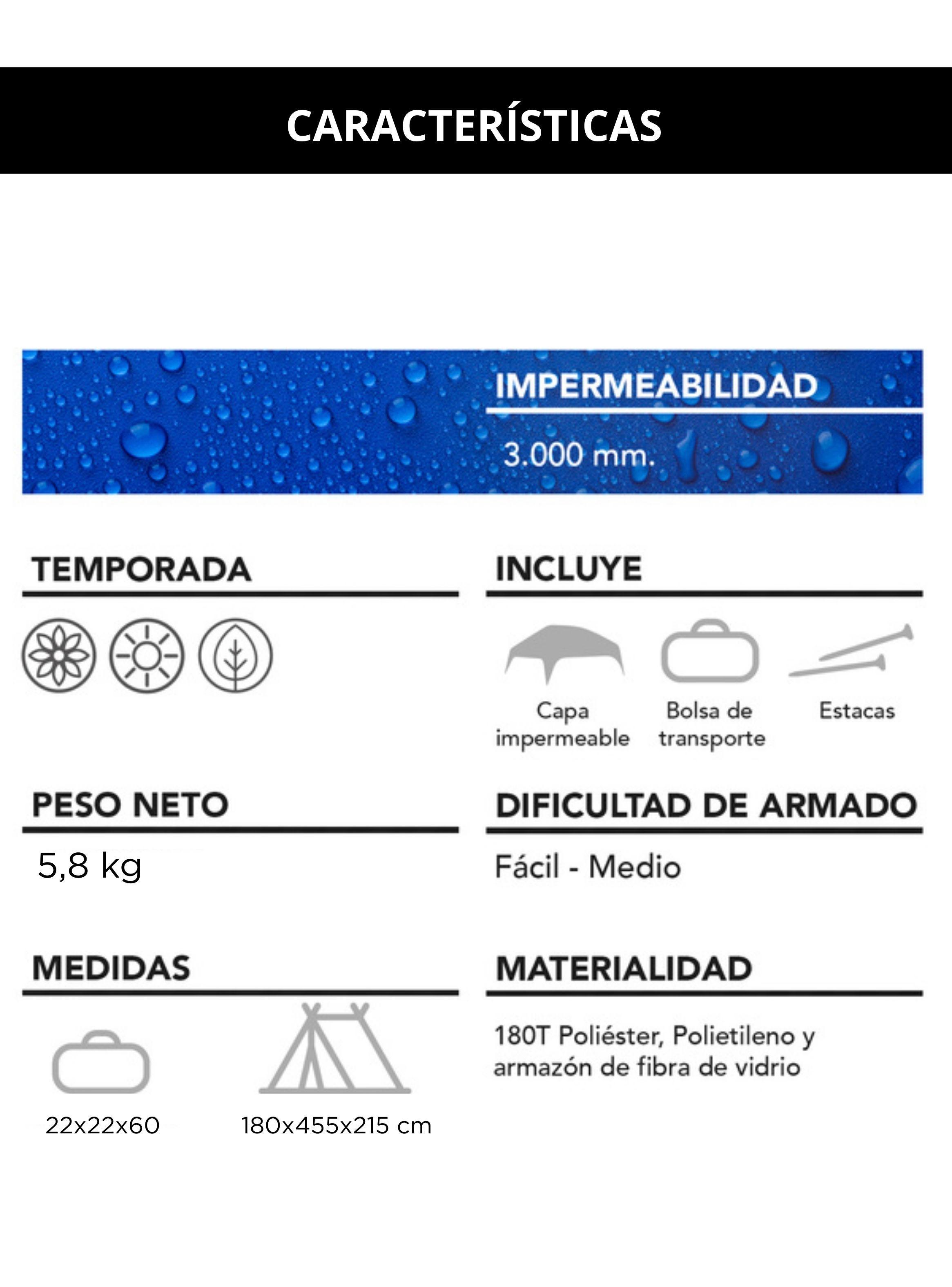 Carpa 6 Personas Camping Outdoor Azul-7