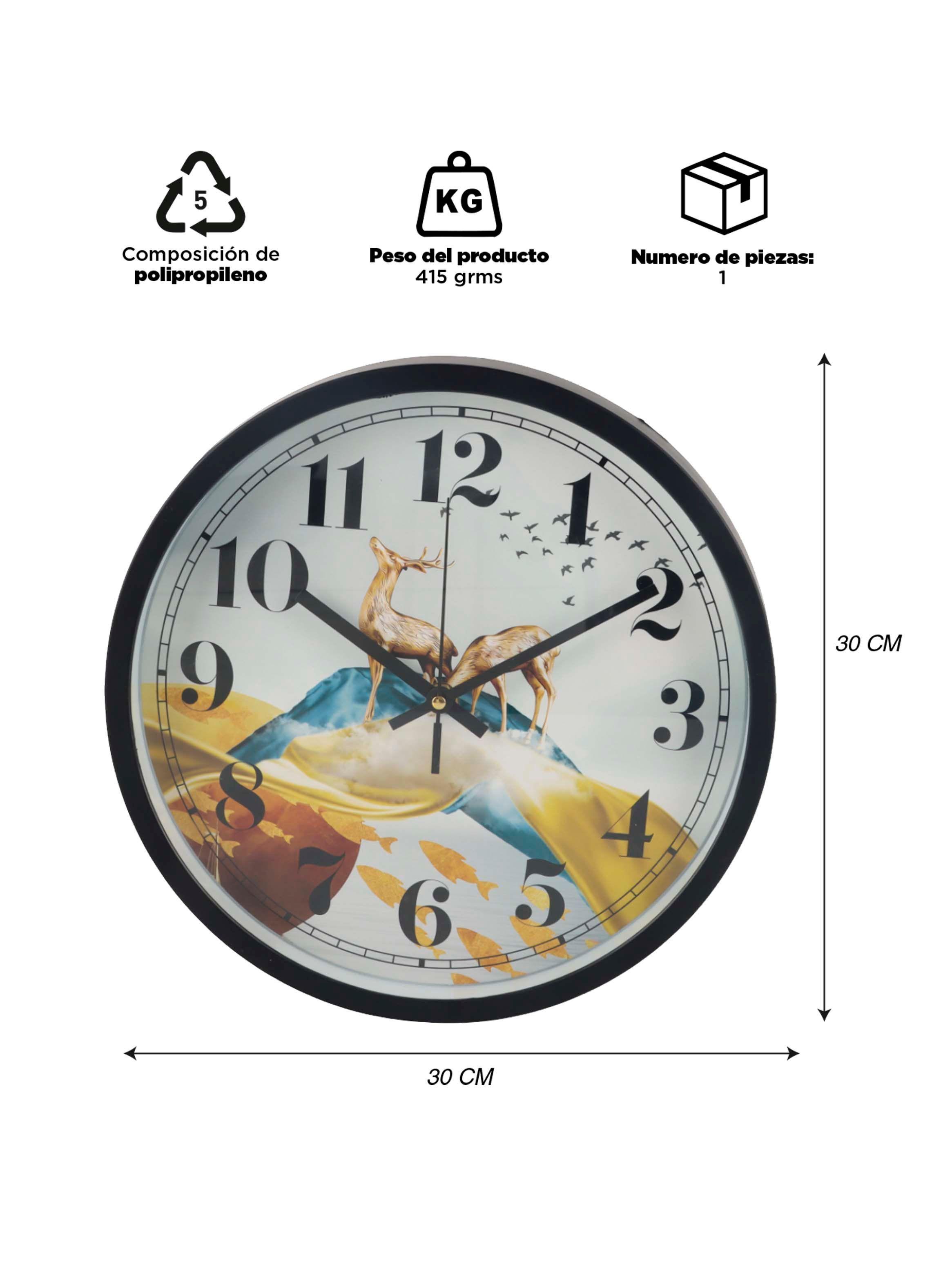 Reloj Decorativo Pared  Diseño 30cm negro-2