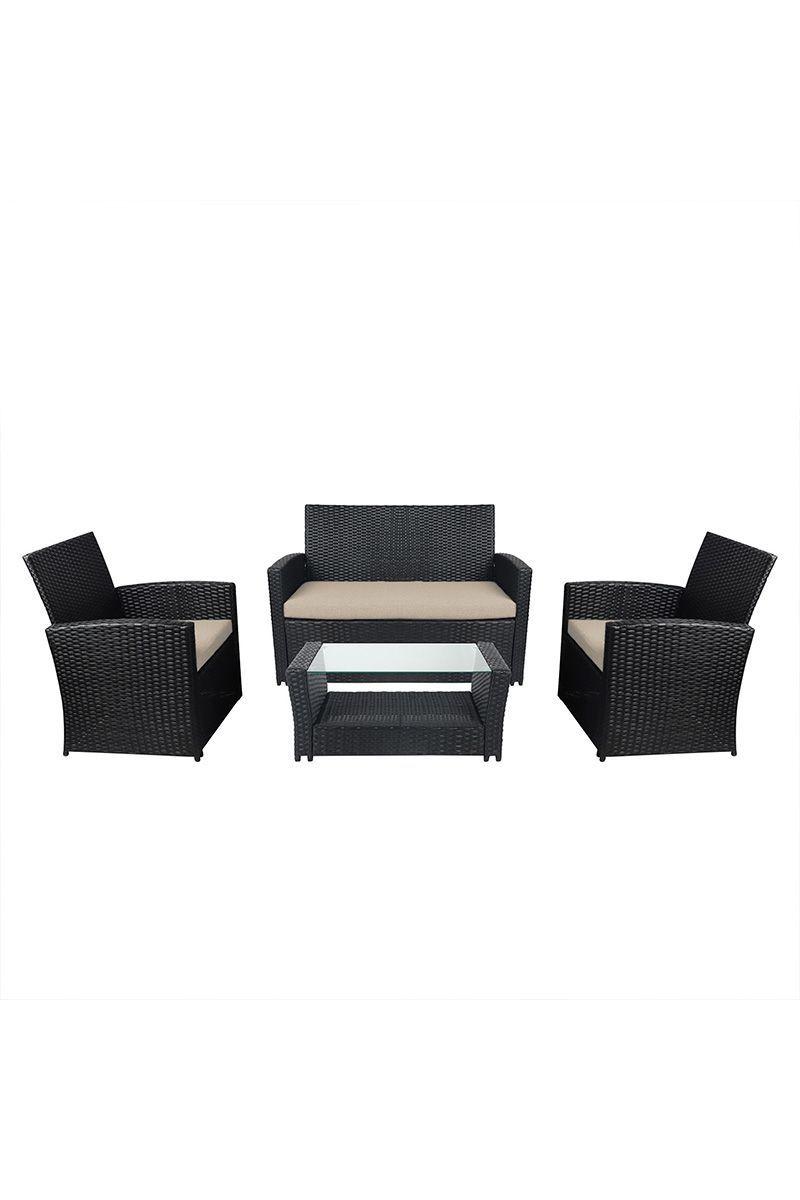 Set Terraza 4 Piezas Sorrento Mesa + Sillon Negro-0