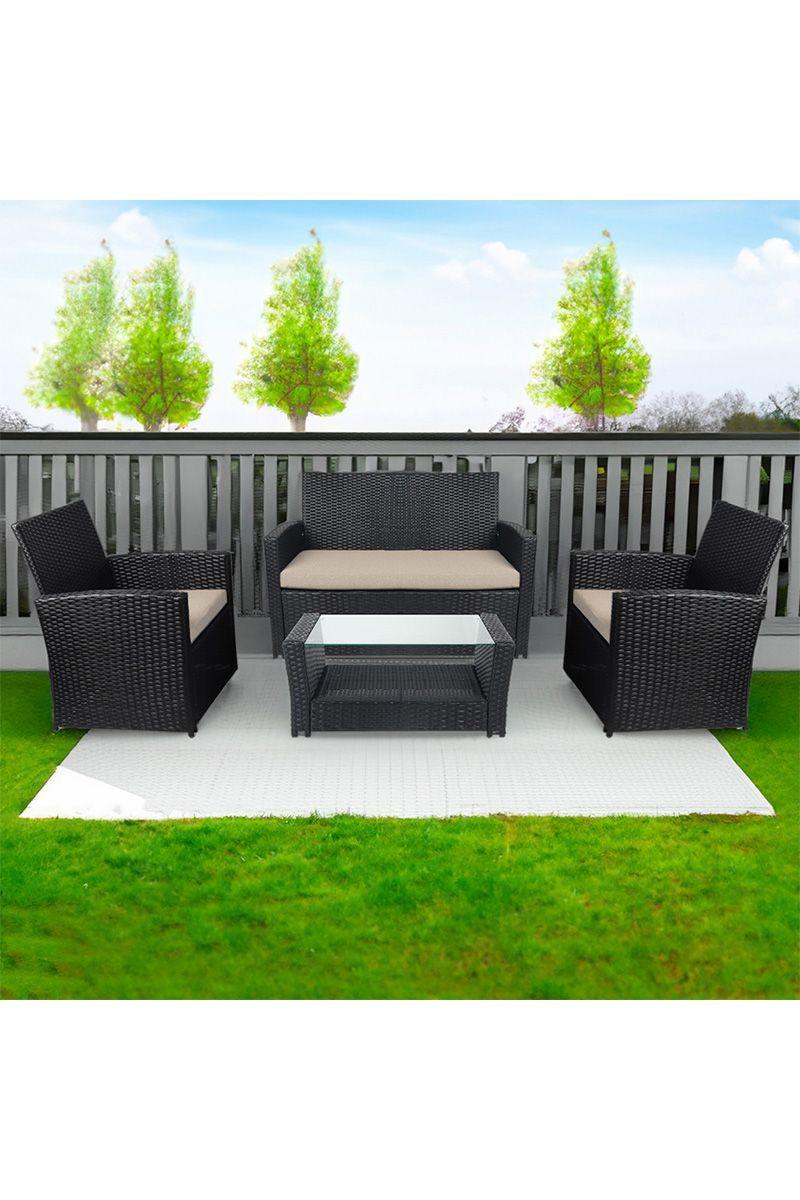 Set Terraza 4 Piezas Sorrento Mesa + Sillon Negro-1