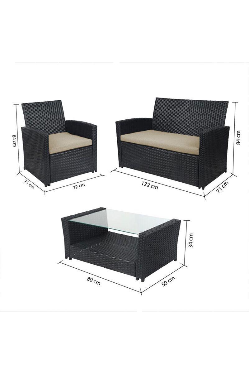 Set Terraza 4 Piezas Sorrento Mesa + Sillon Negro-2