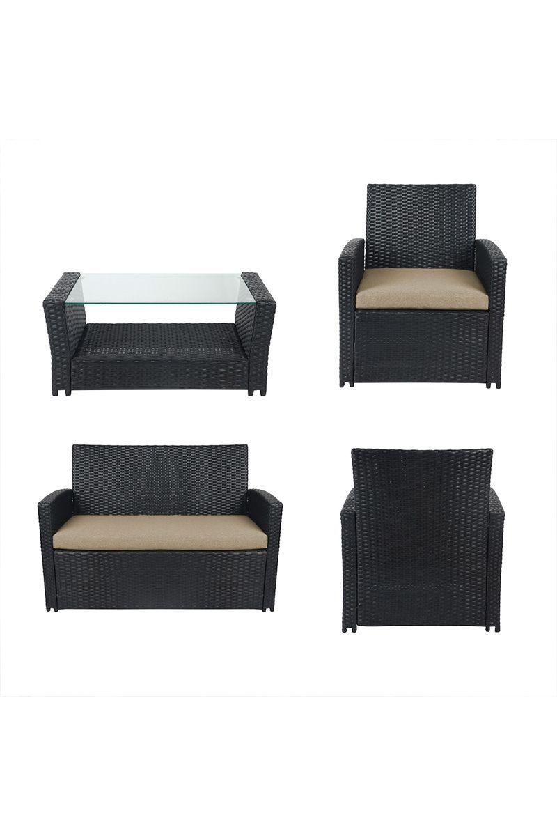Set Terraza 4 Piezas Sorrento Mesa + Sillon Negro-3