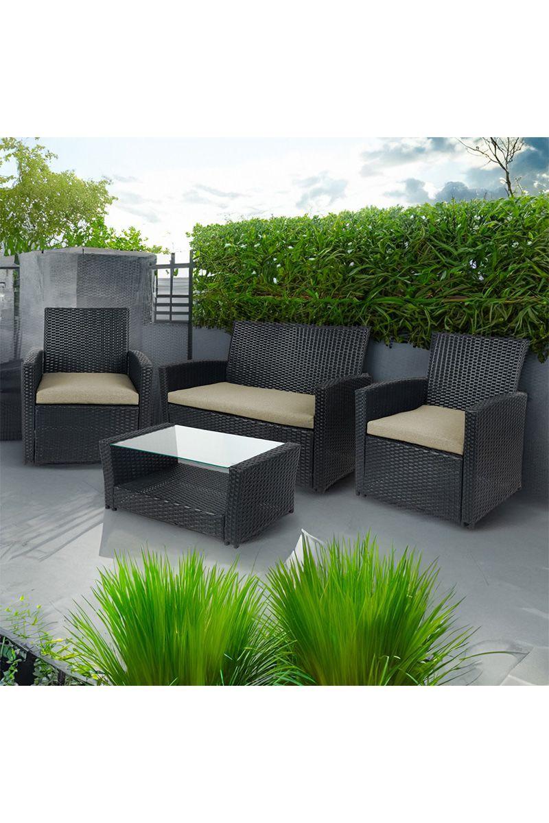 Set Terraza 4 Piezas Sorrento Mesa + Sillon Negro-5