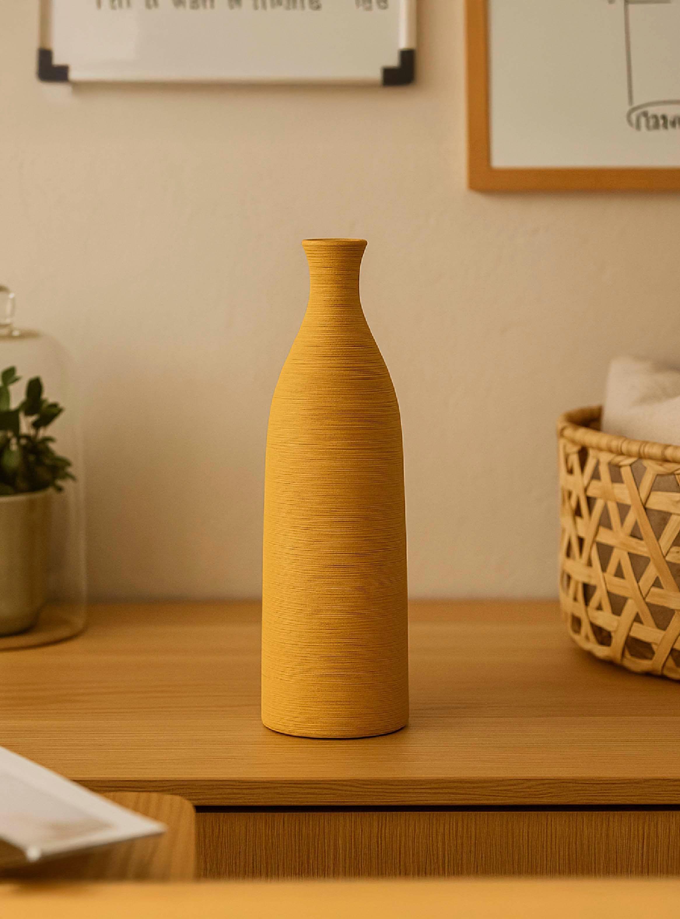 Florero Cerámica Amarillo Claro 25cm-2