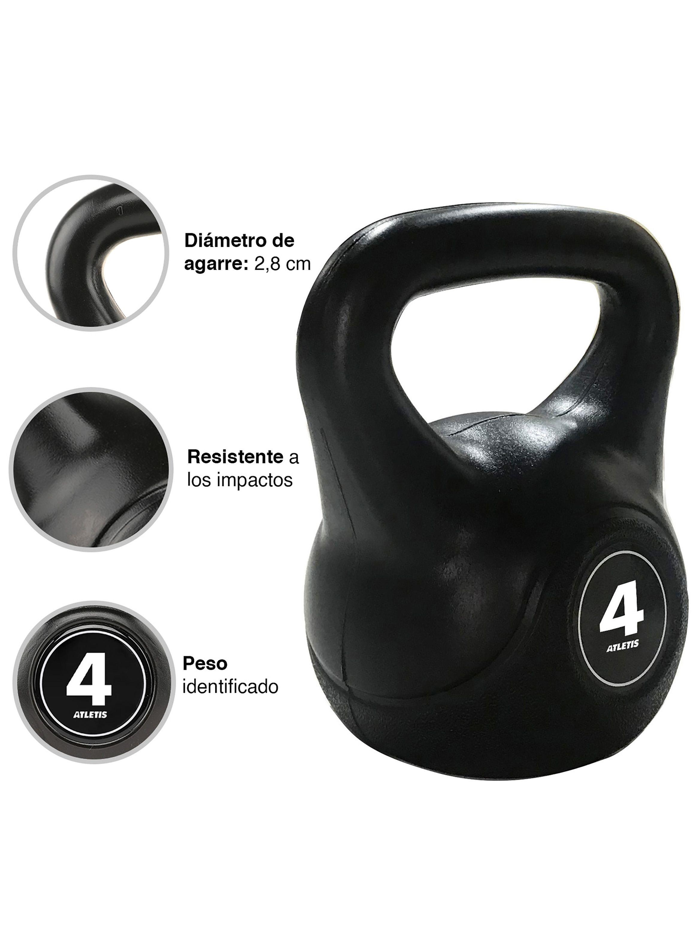Kettlebell Mancuerna Pesa Rusa Cemento 4 Kg Negro-3