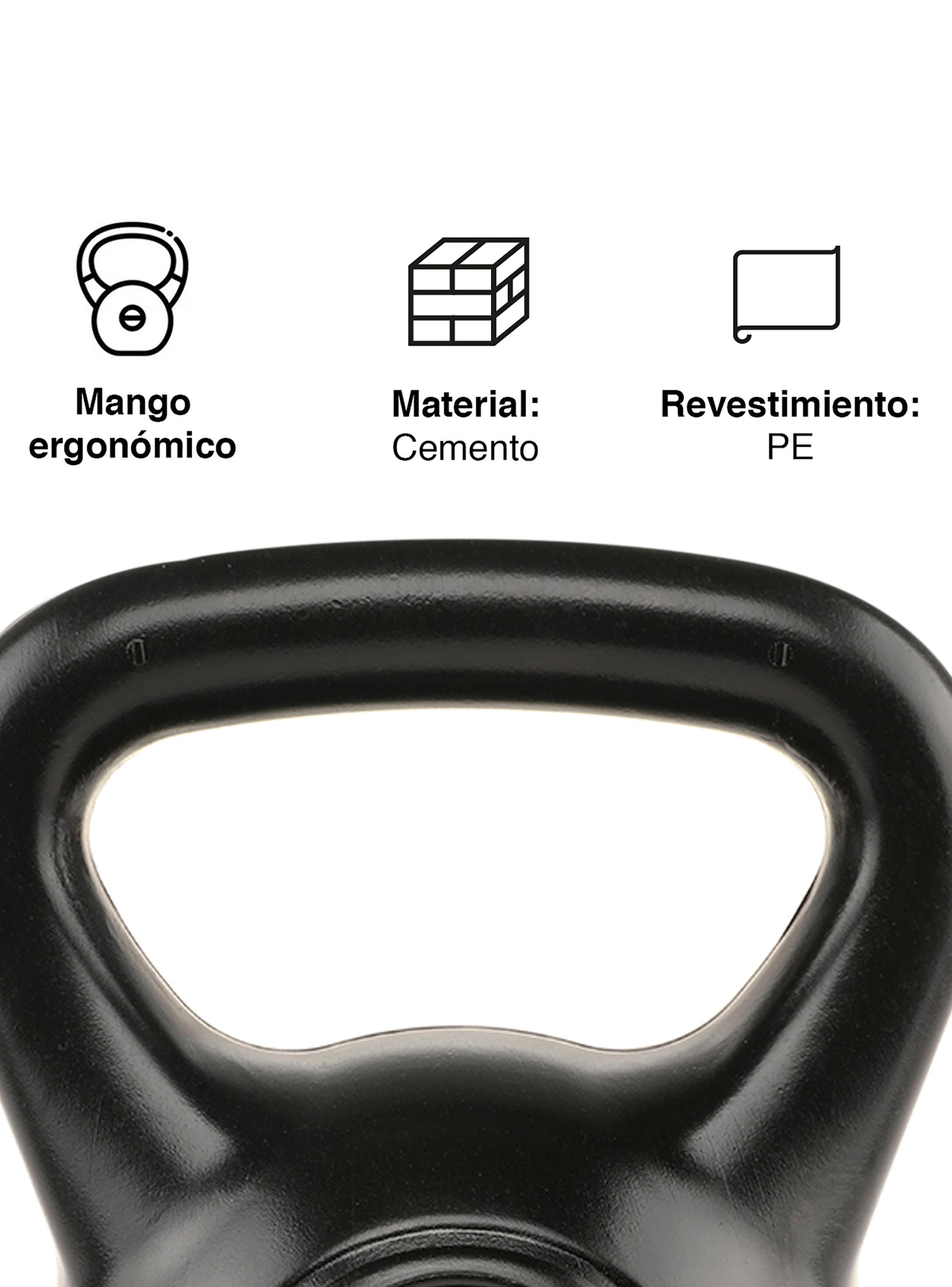 Kettlebell Mancuerna Pesa Rusa Cemento 4 Kg Negro-4