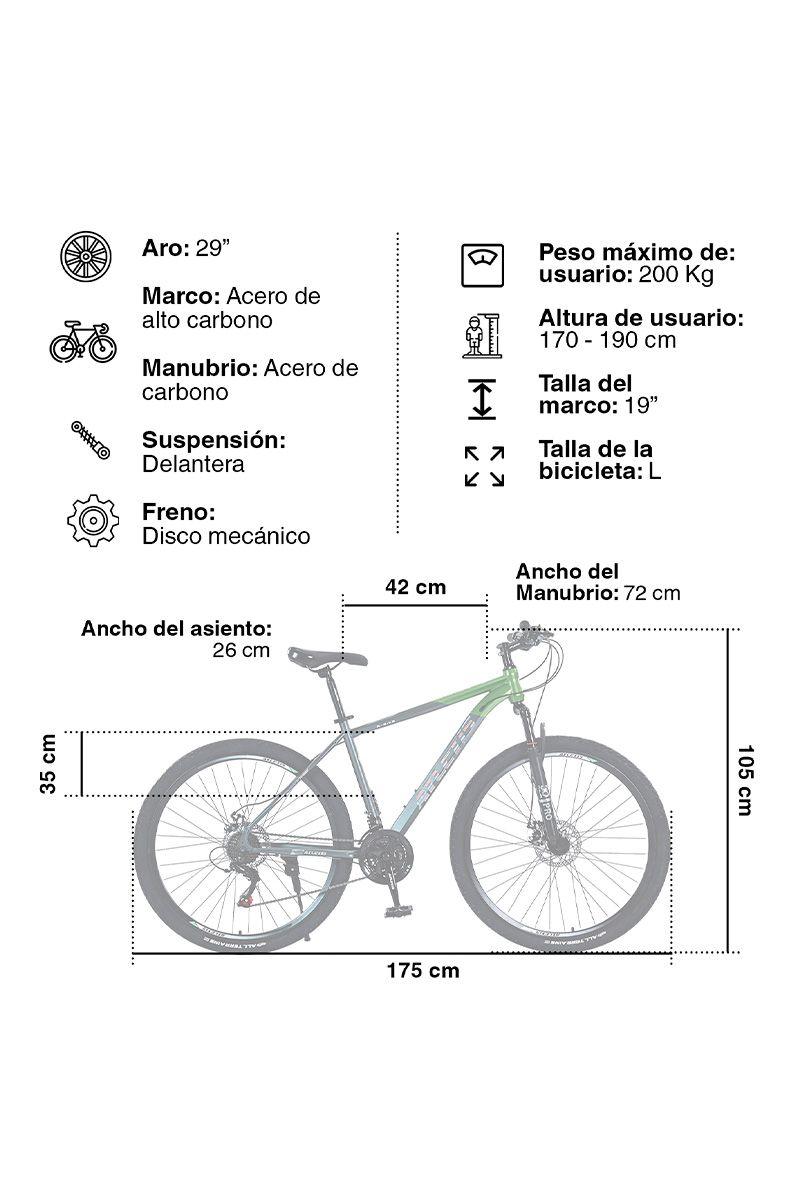 Bicicleta Mountain Bike Fury Aro 29" 21 Vel Hombre Verde-2