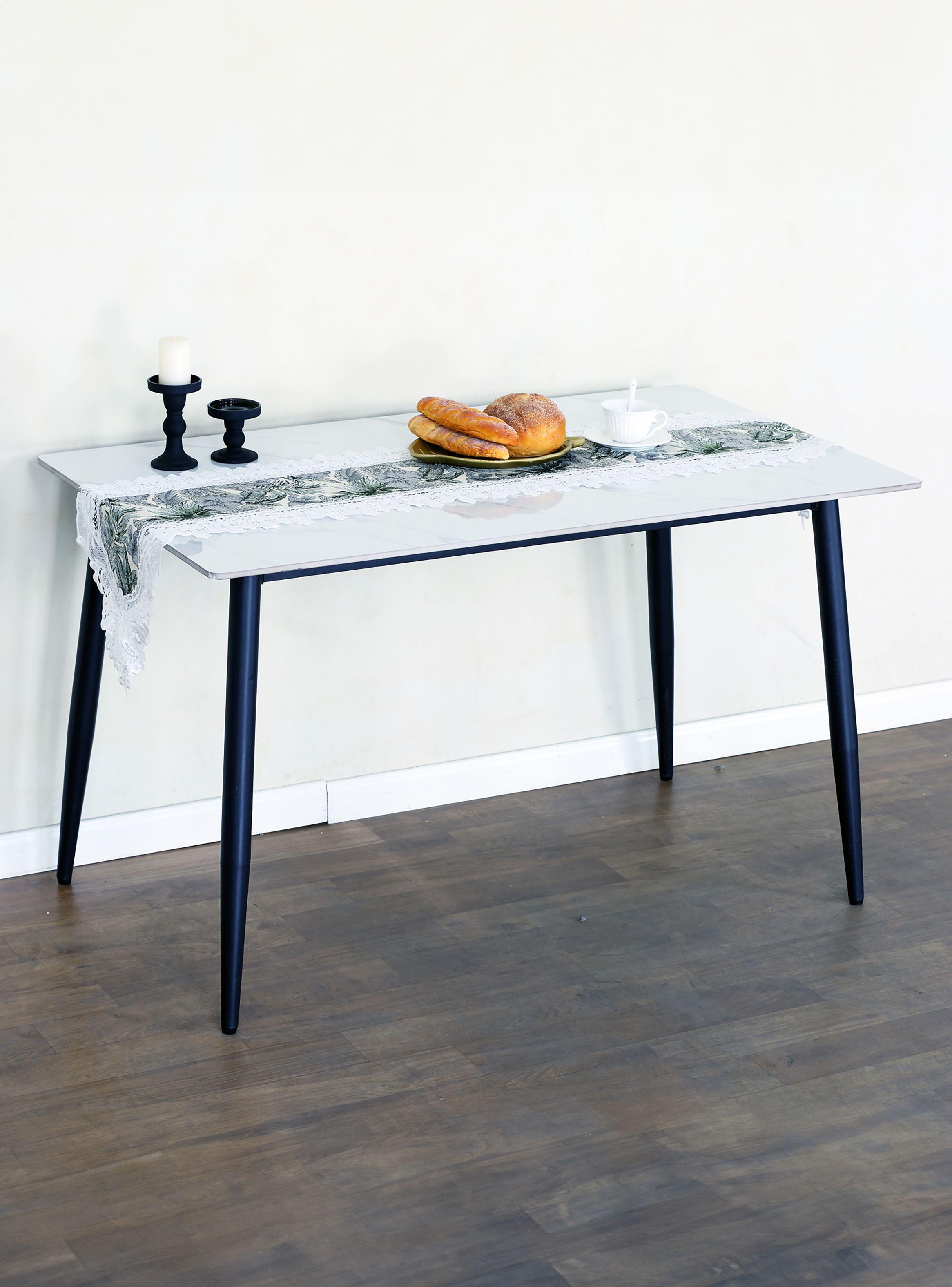 Mesa Comedor Estilo Marmol Blanco 121X72X73 Cm-5