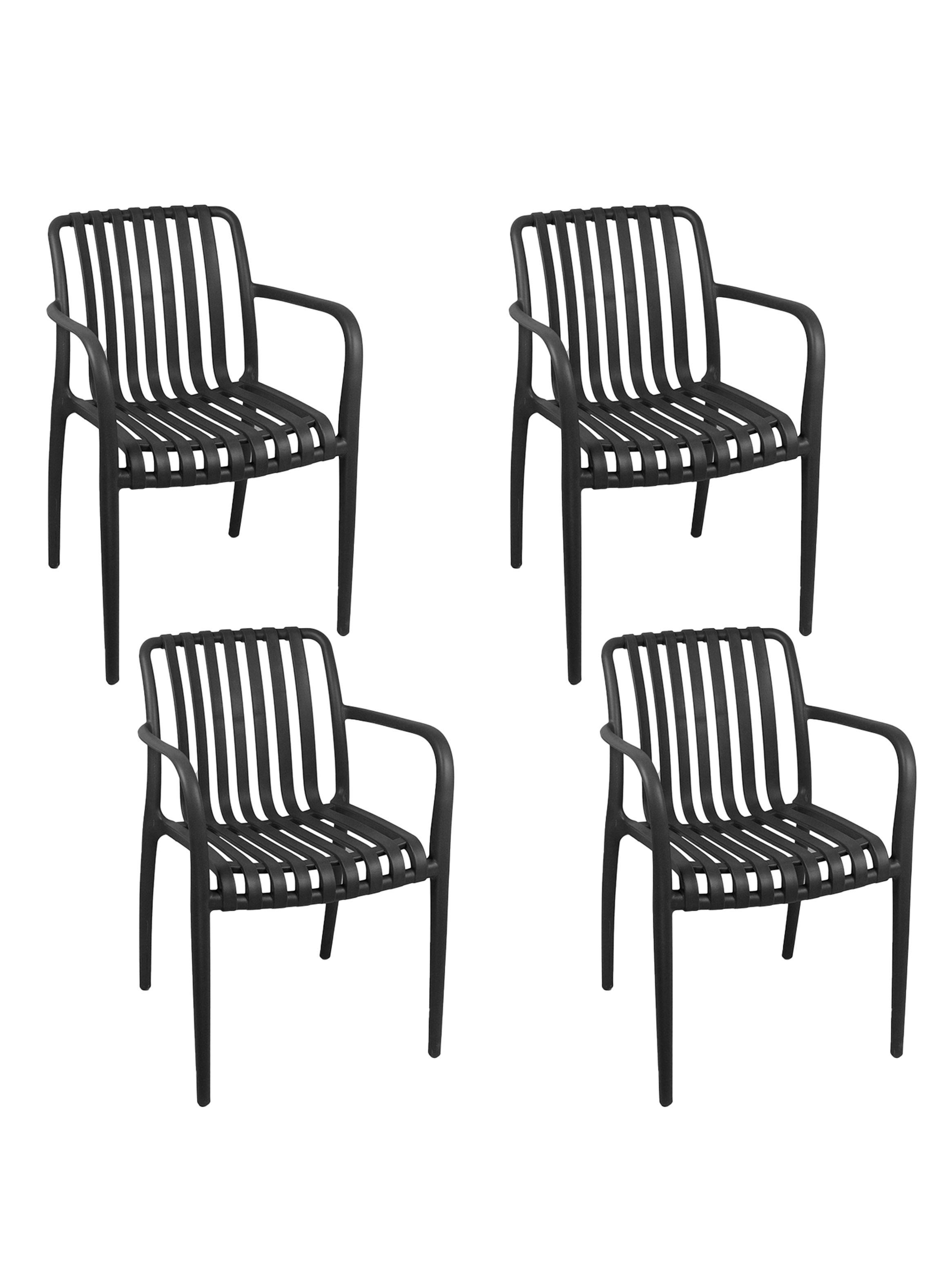 Set 4 Sillas Terraza Plástica Giza Negra-0