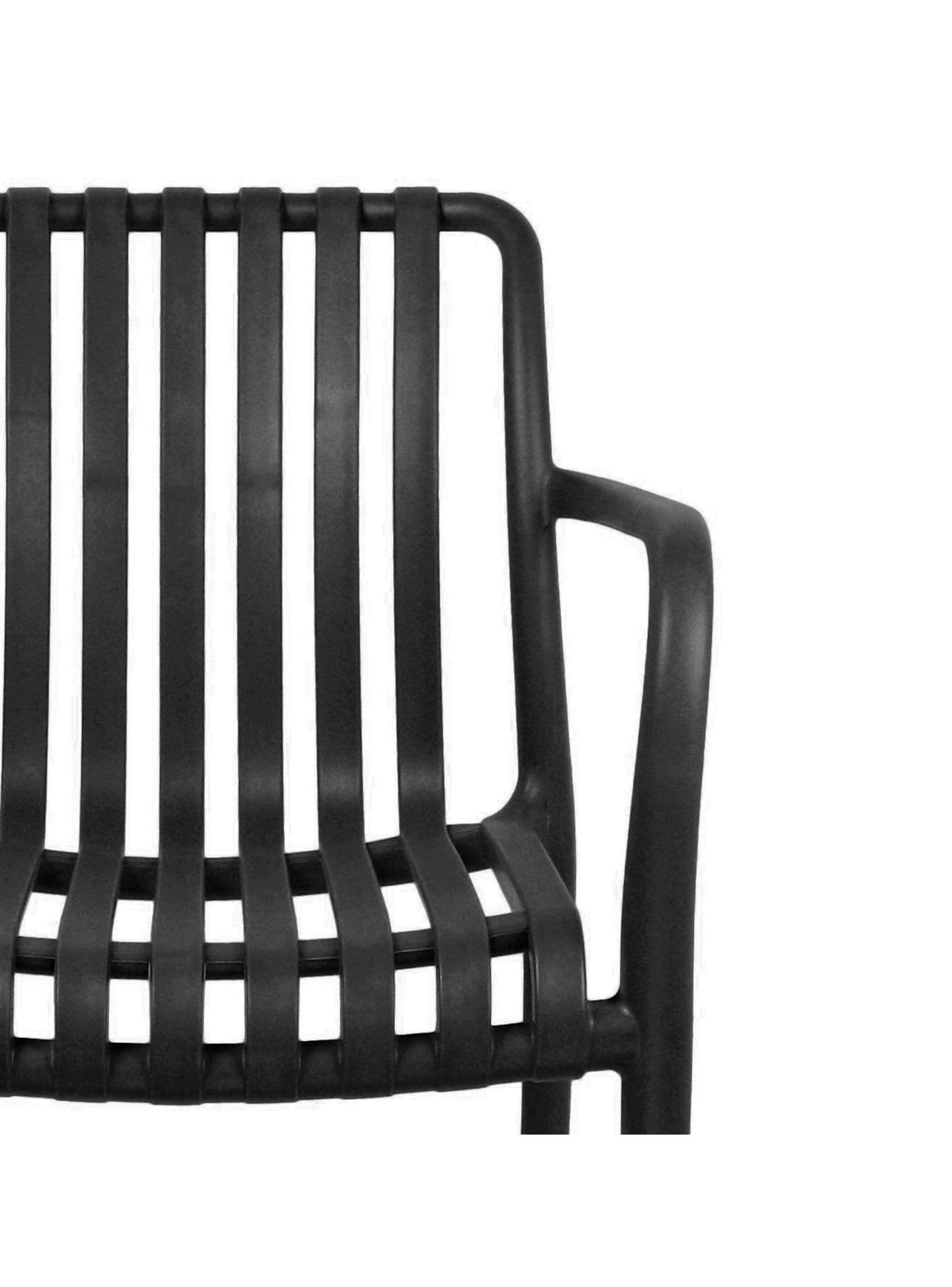 Set 4 Sillas Terraza Plástica Giza Negra-3