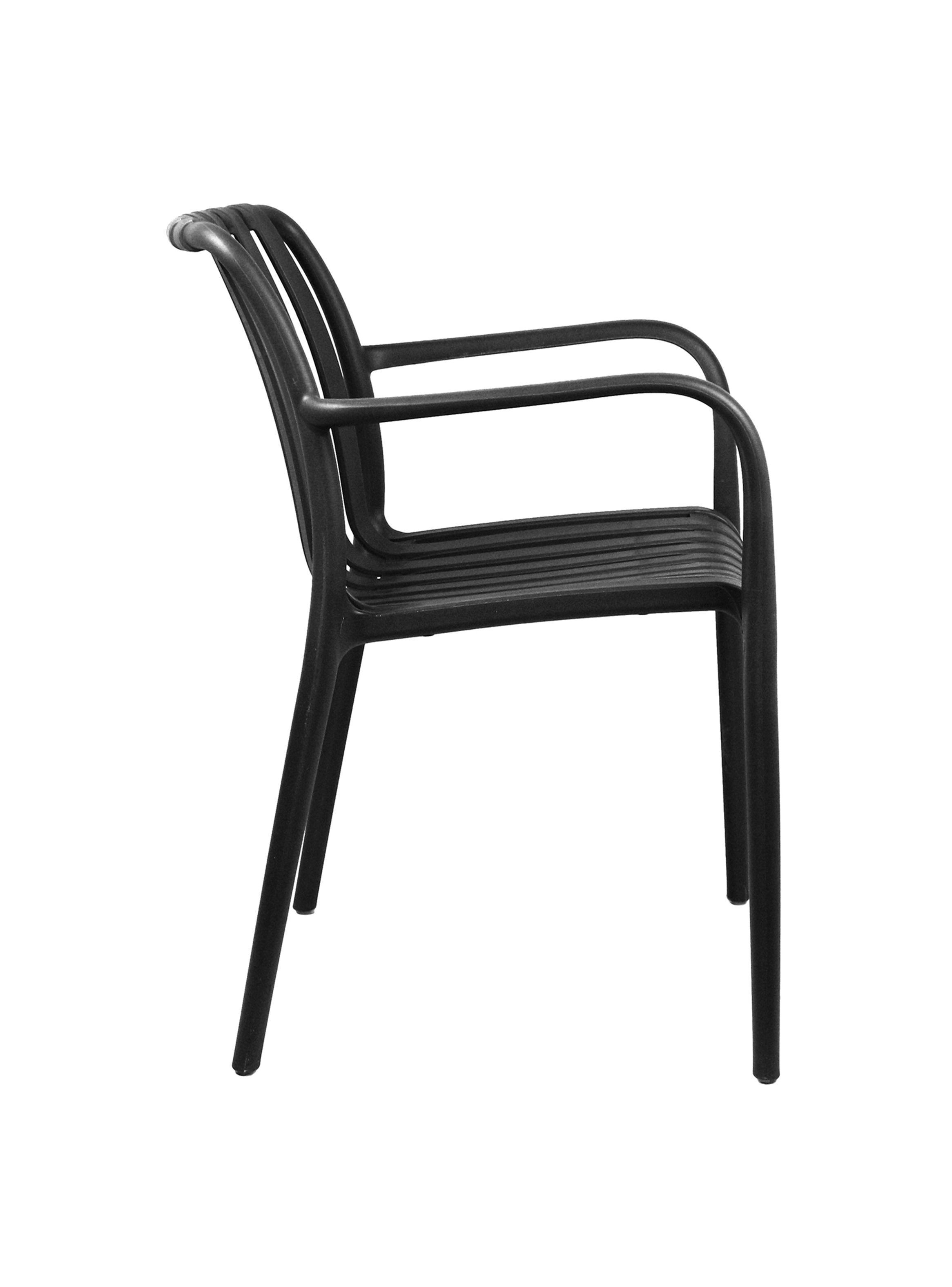 Set 4 Sillas Terraza Plástica Giza Negra-4