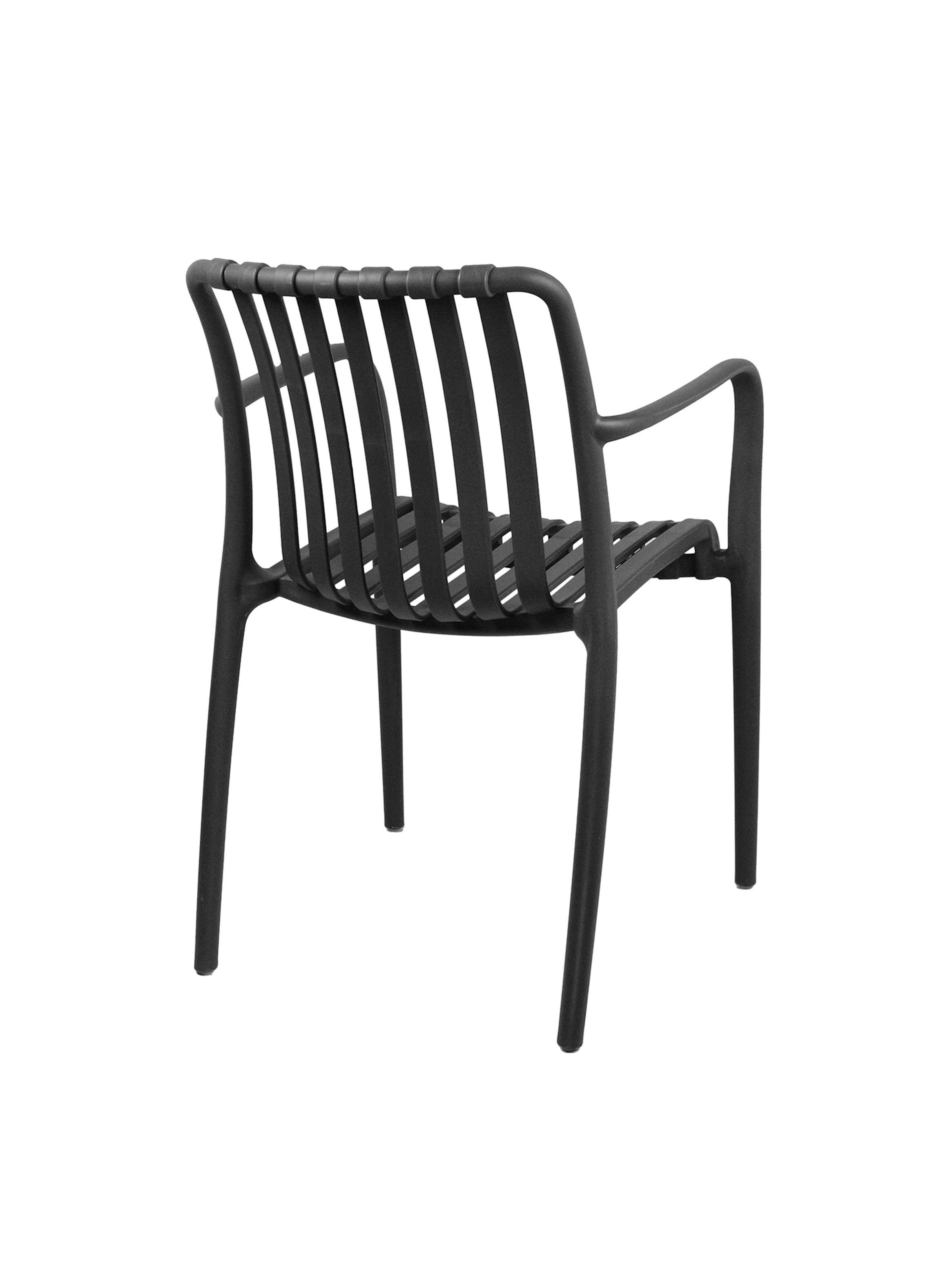 Set 4 Sillas Terraza Plástica Giza Negra-5