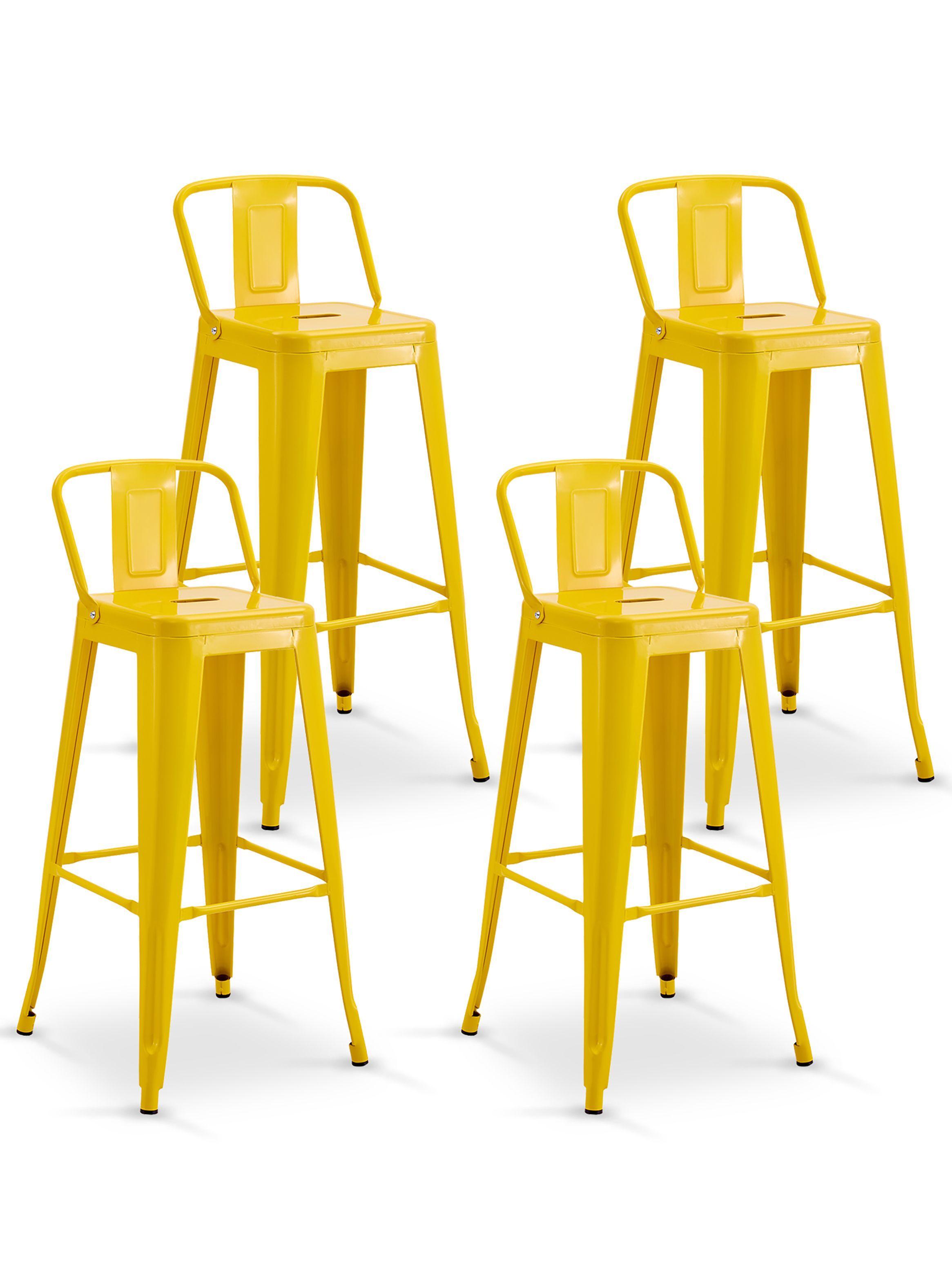 Pack De 4 Silla Alta Metal Amarillo-0