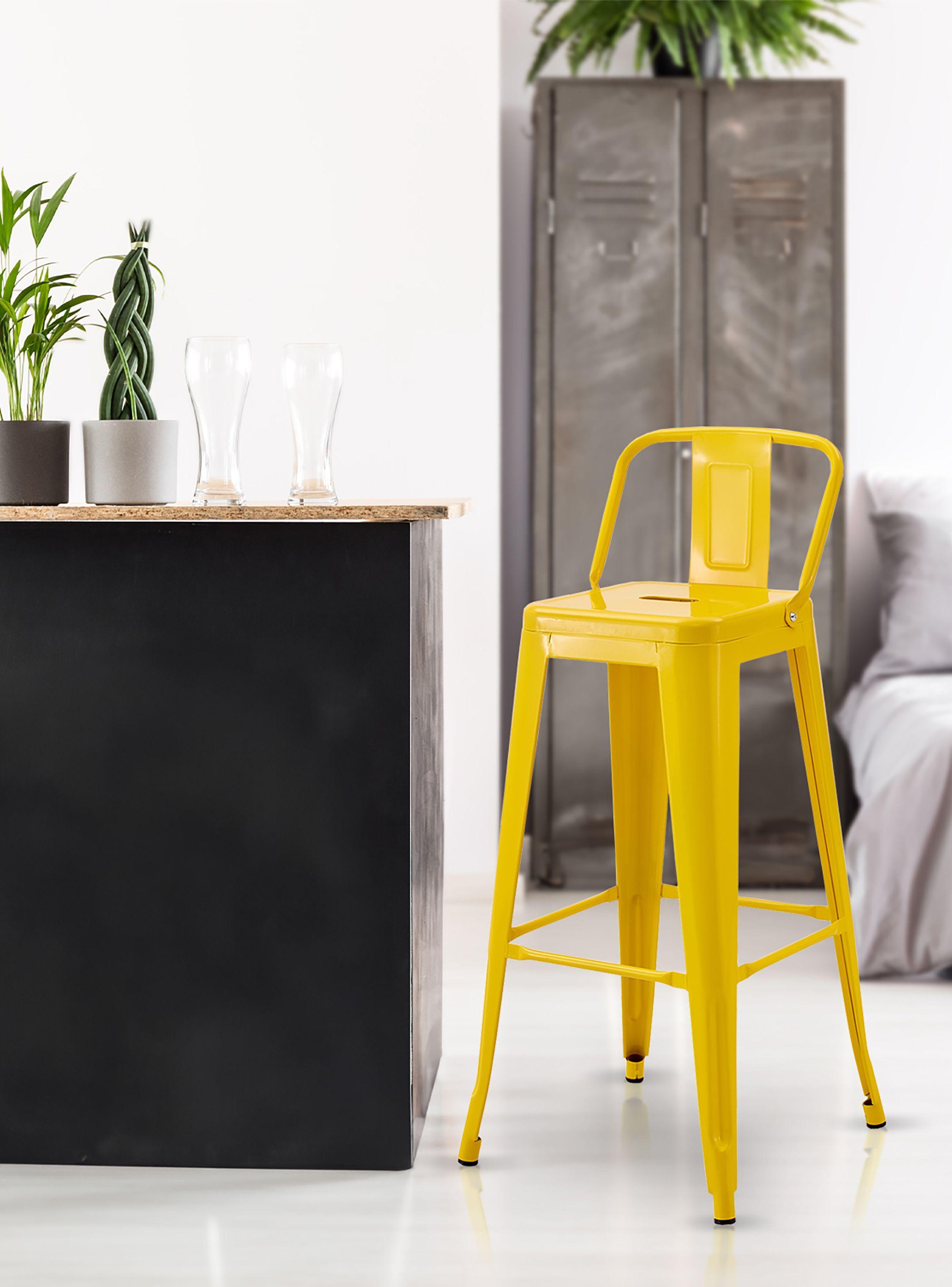 Pack De 4 Silla Alta Metal Amarillo-1