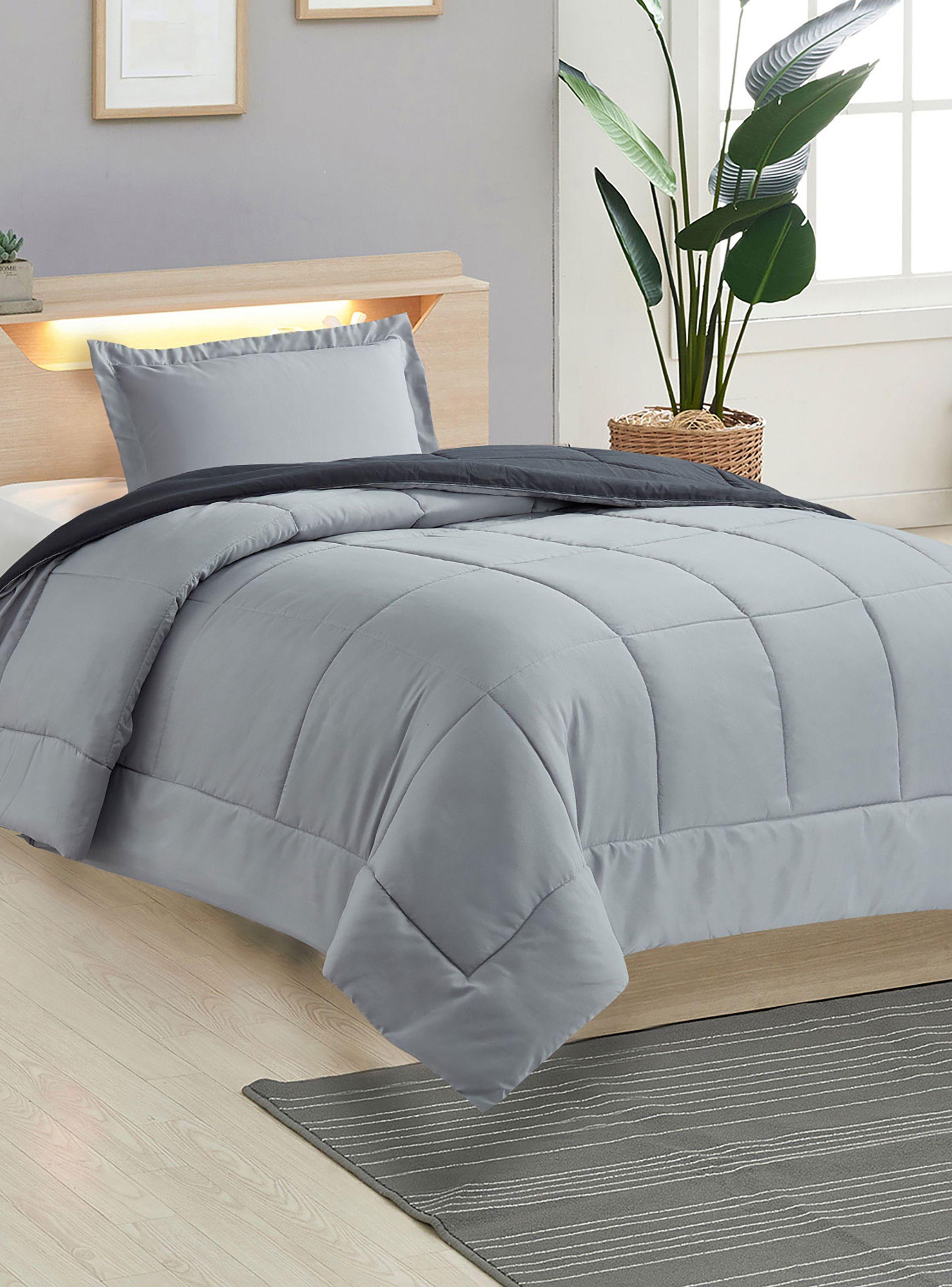Plumón Cubrecama Reversible Marnie 1.5 Plazas Gris-1